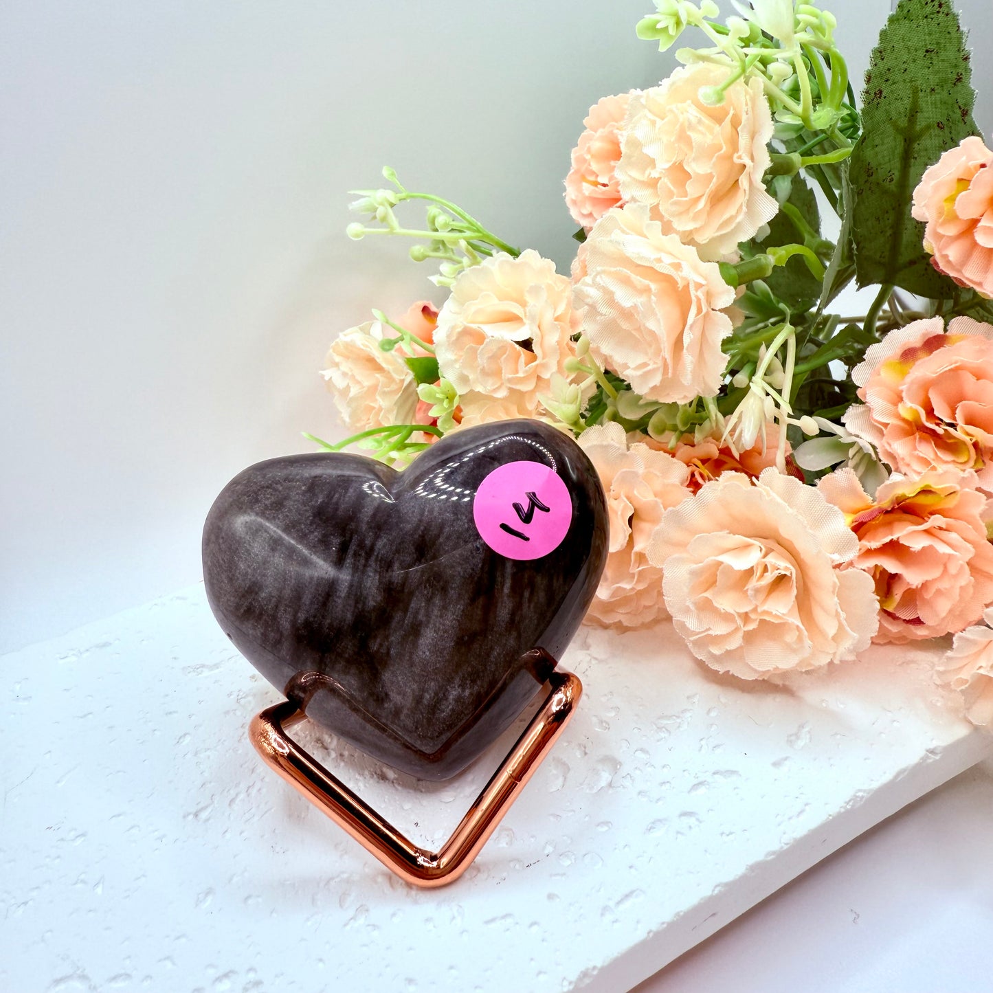 Silver Sheen Obsidian Hearts