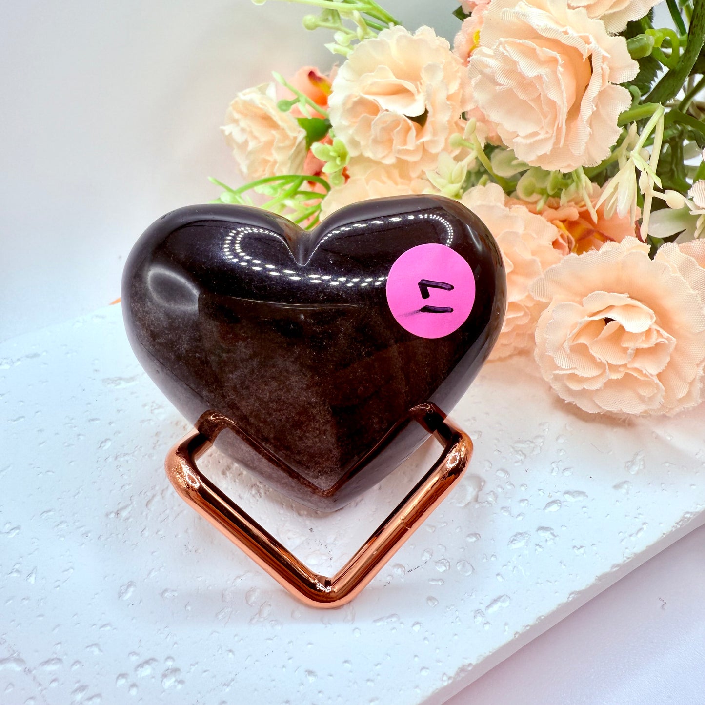 Silver Sheen Obsidian Hearts