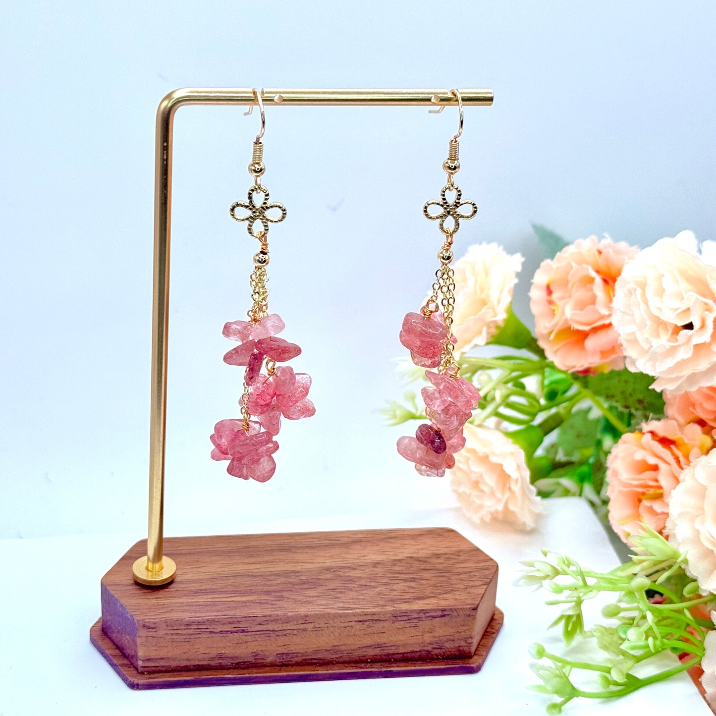 Crystal Chip Long Dangle Earrings
