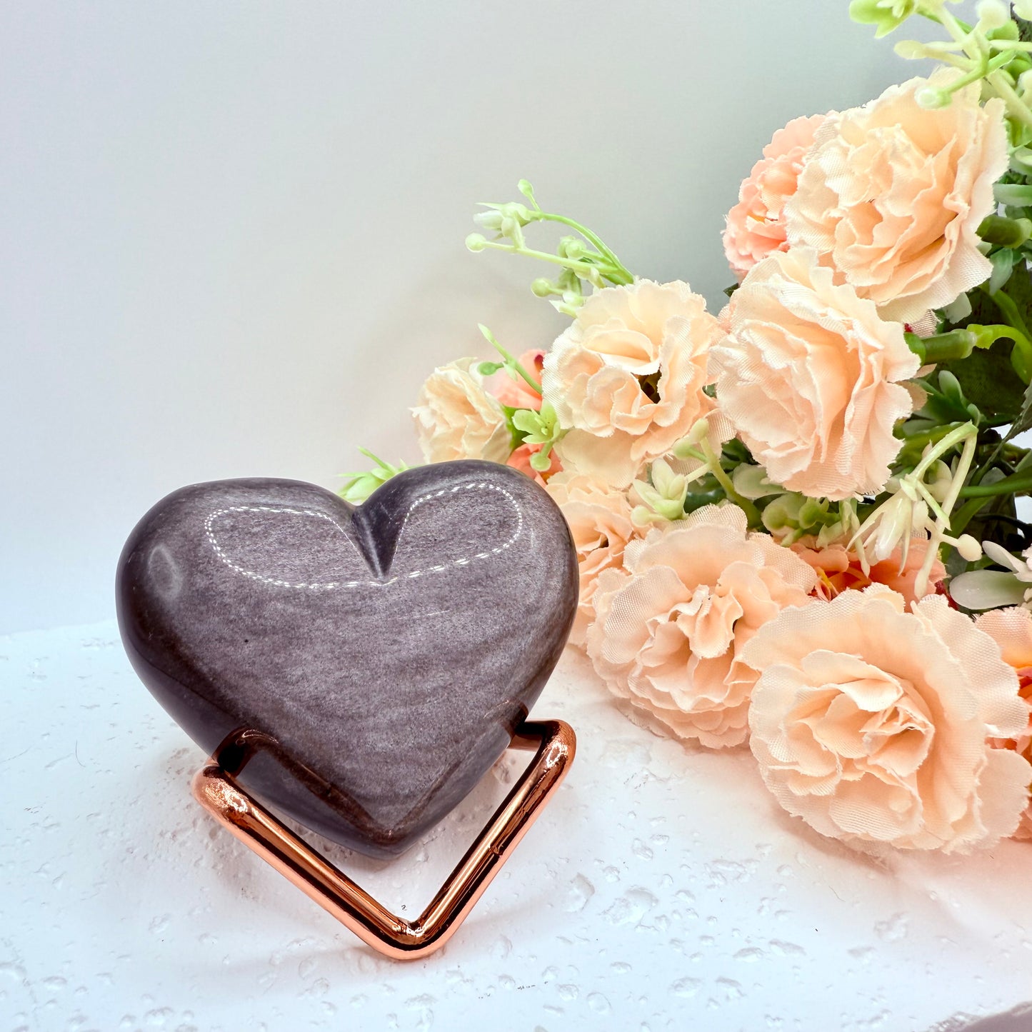 Silver Sheen Obsidian Hearts