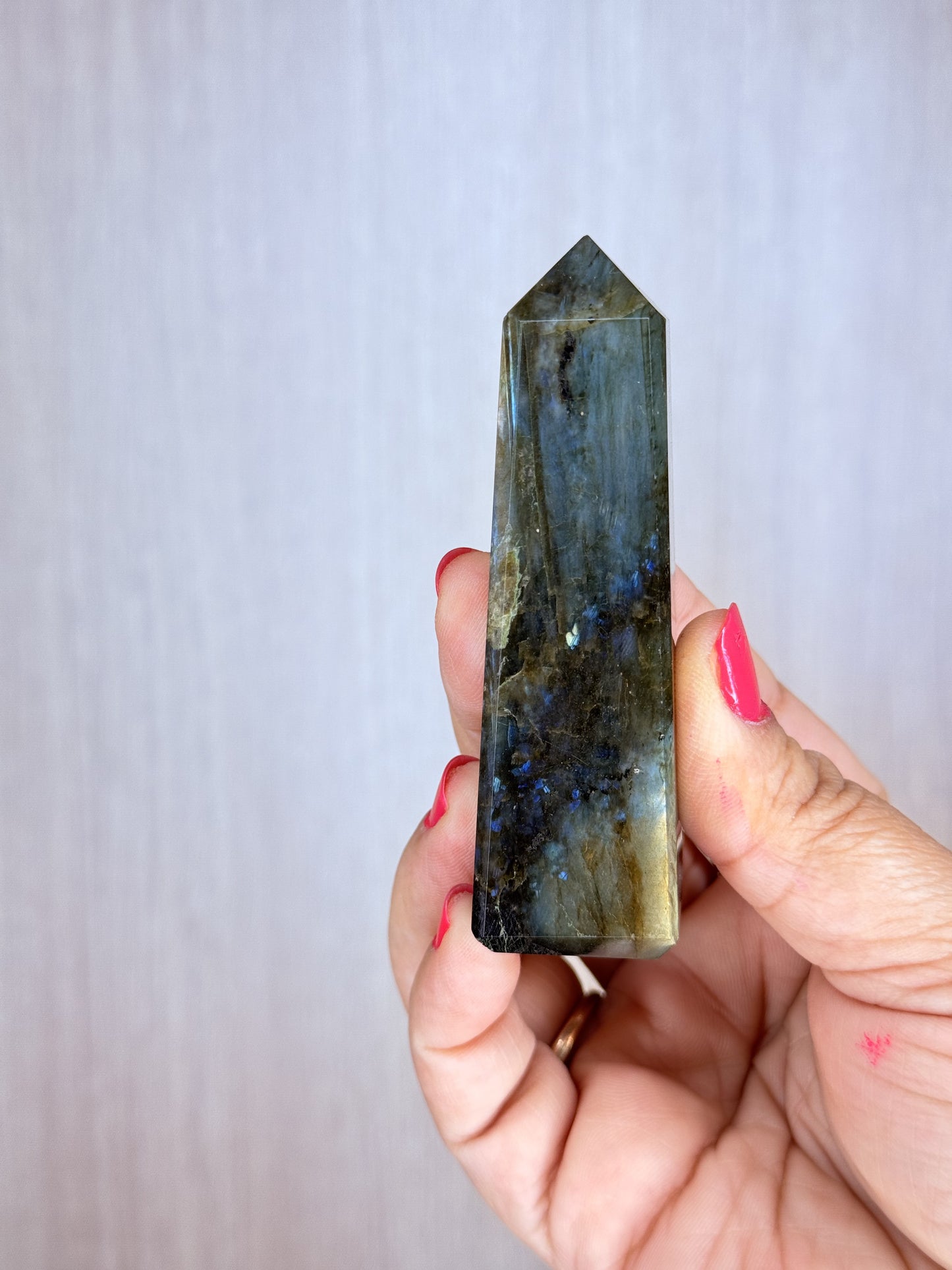 Labradorite Obelisk – Polished Feldspar Tower with Flash | Handpicked Protection & Intuition Stone - Auralis Crystals