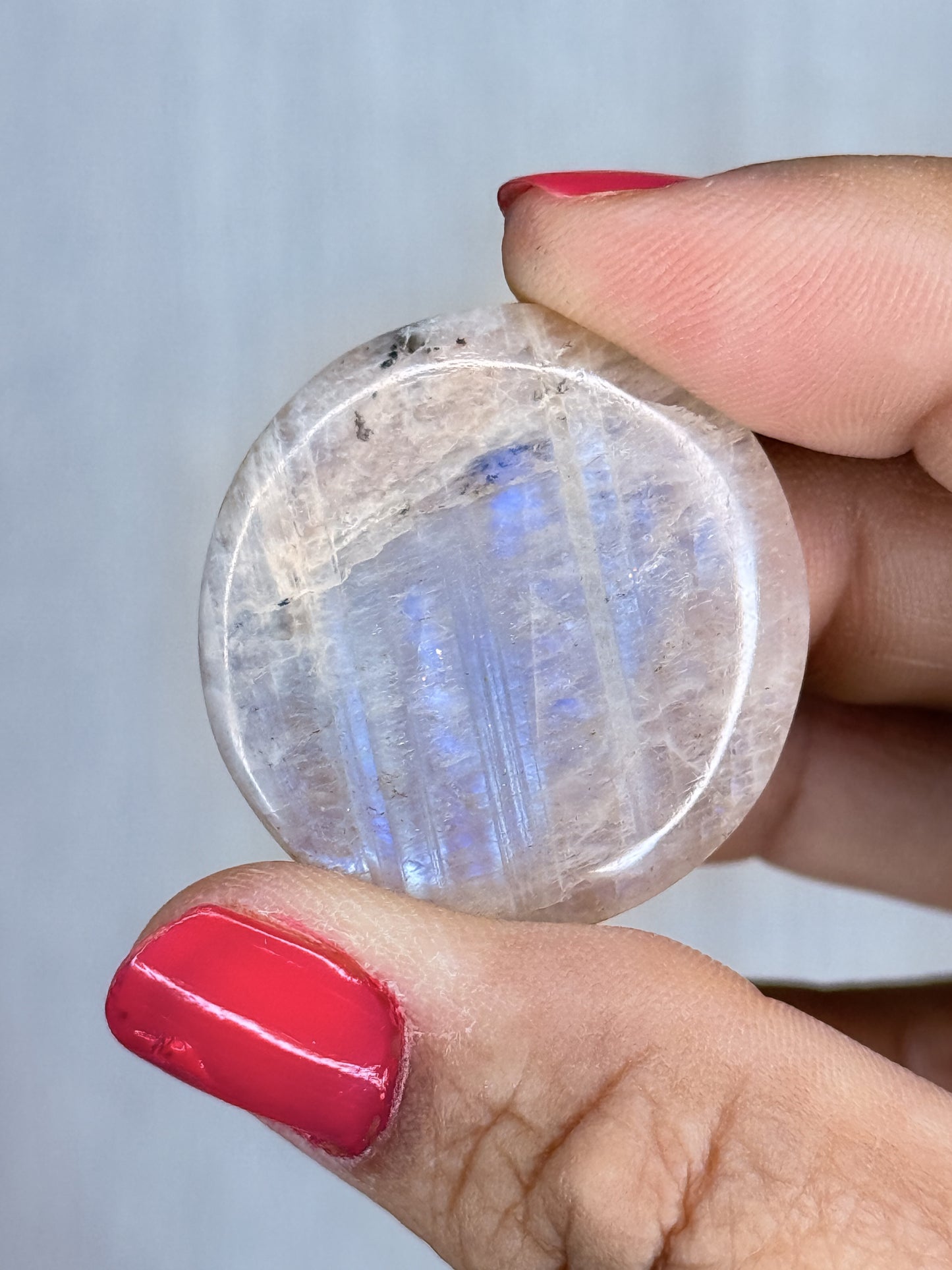 Tanzania Moonstone Flatstone – Handpicked Polished Feldspar Palm Stone | Soft Flash & Intuitive Energy Crystal - Auralis Crystals