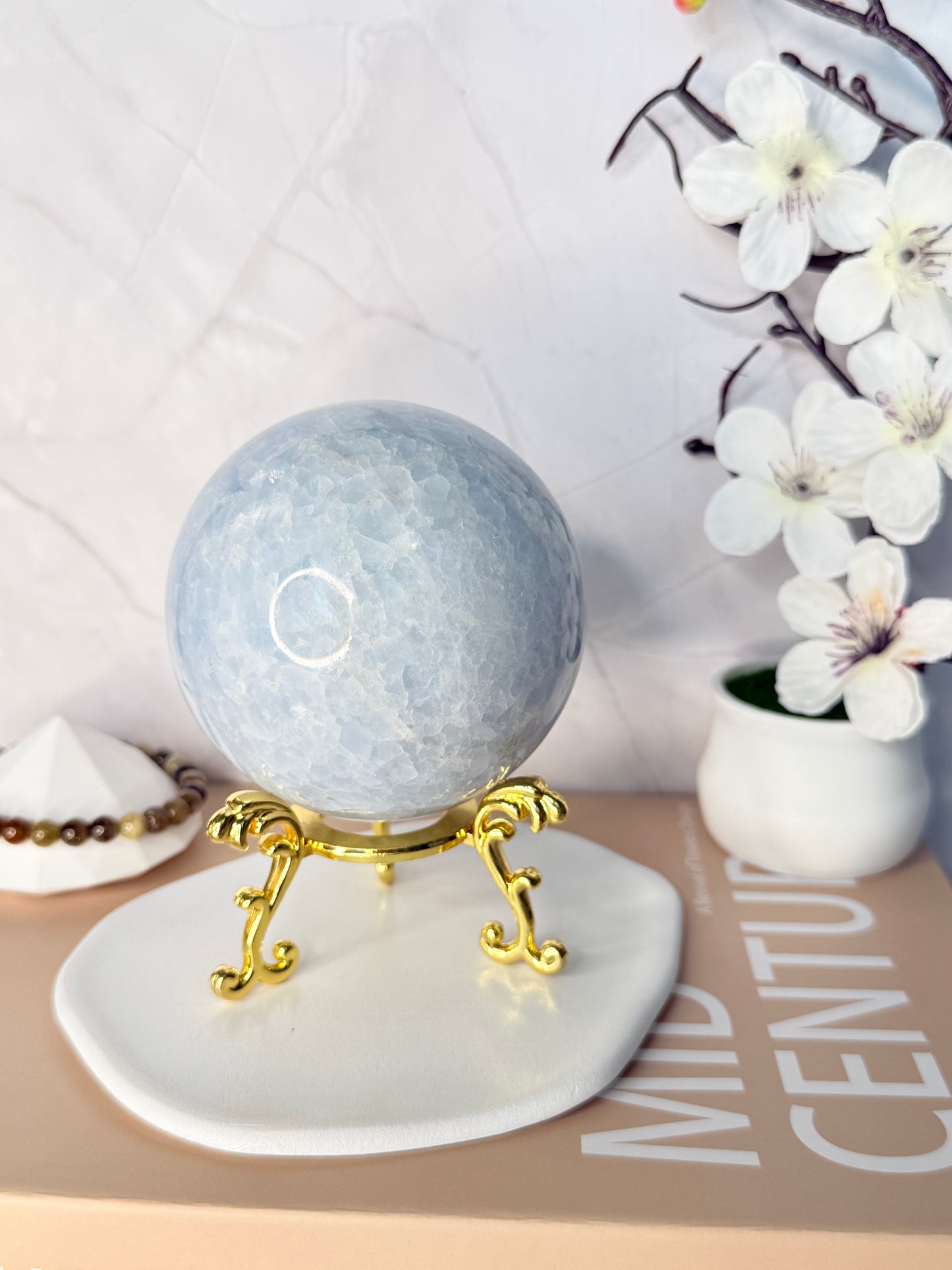 Blue Celestite Sphere (Large) – A Statement of Stillness - Auralis Crystals