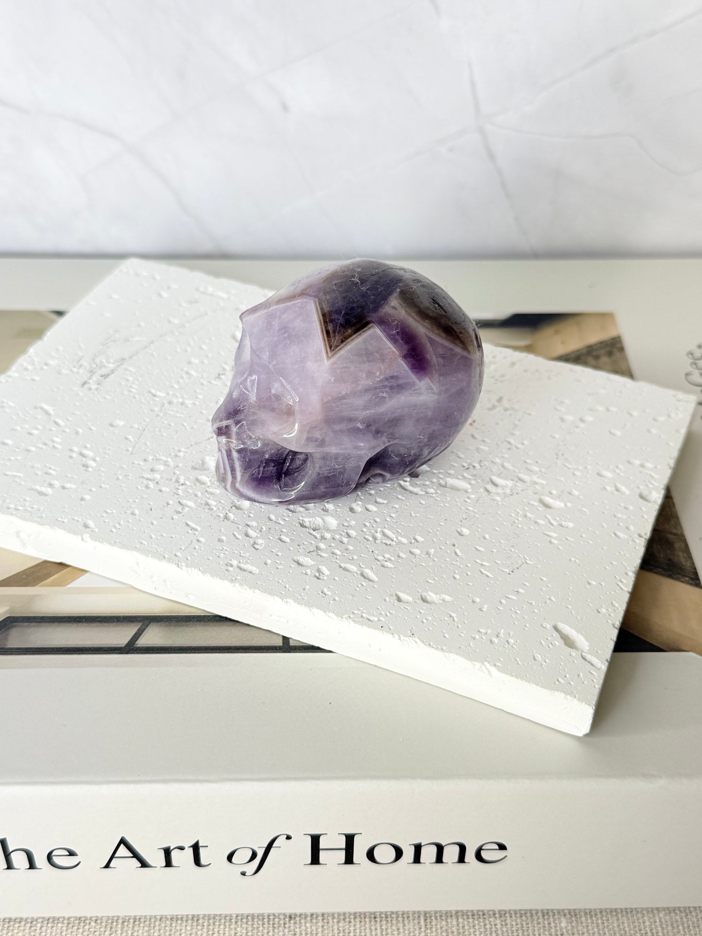Chevron Amethyst Skull Carving - Auralis Crystals