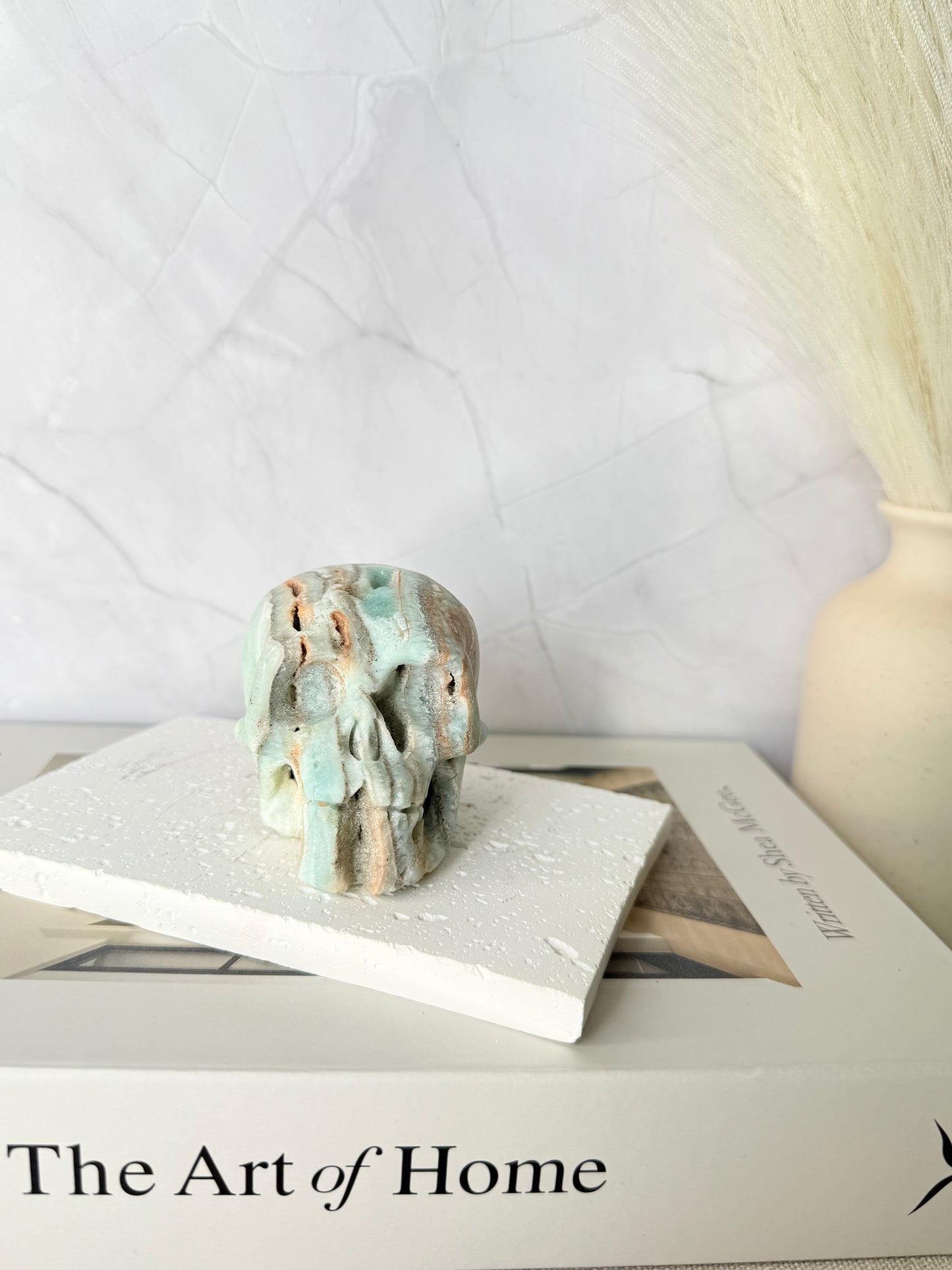 Druzy Hemimorphite Skull Carving (Medium) - Auralis Crystals