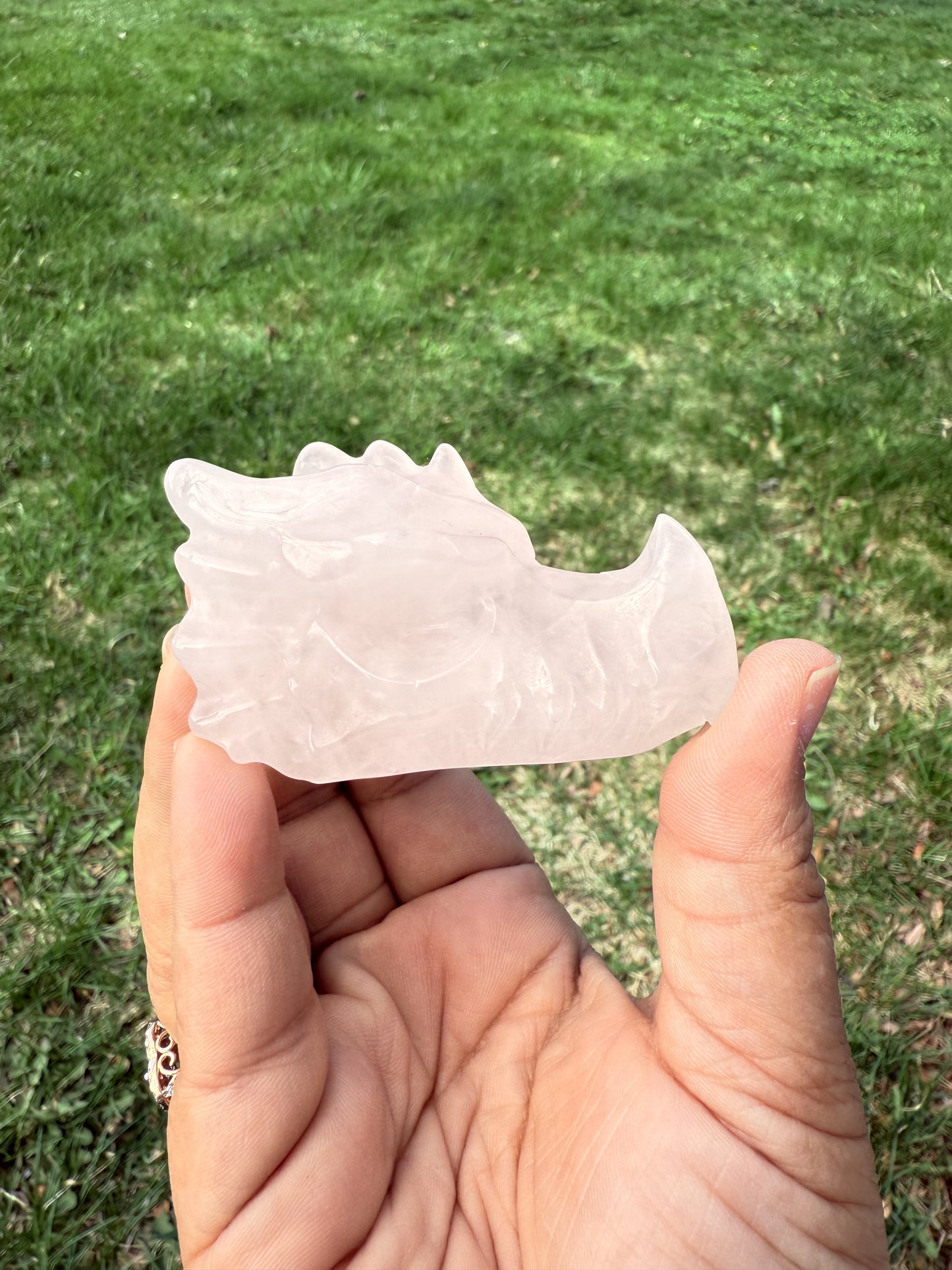 Rose Quartz Dragon Head Carving