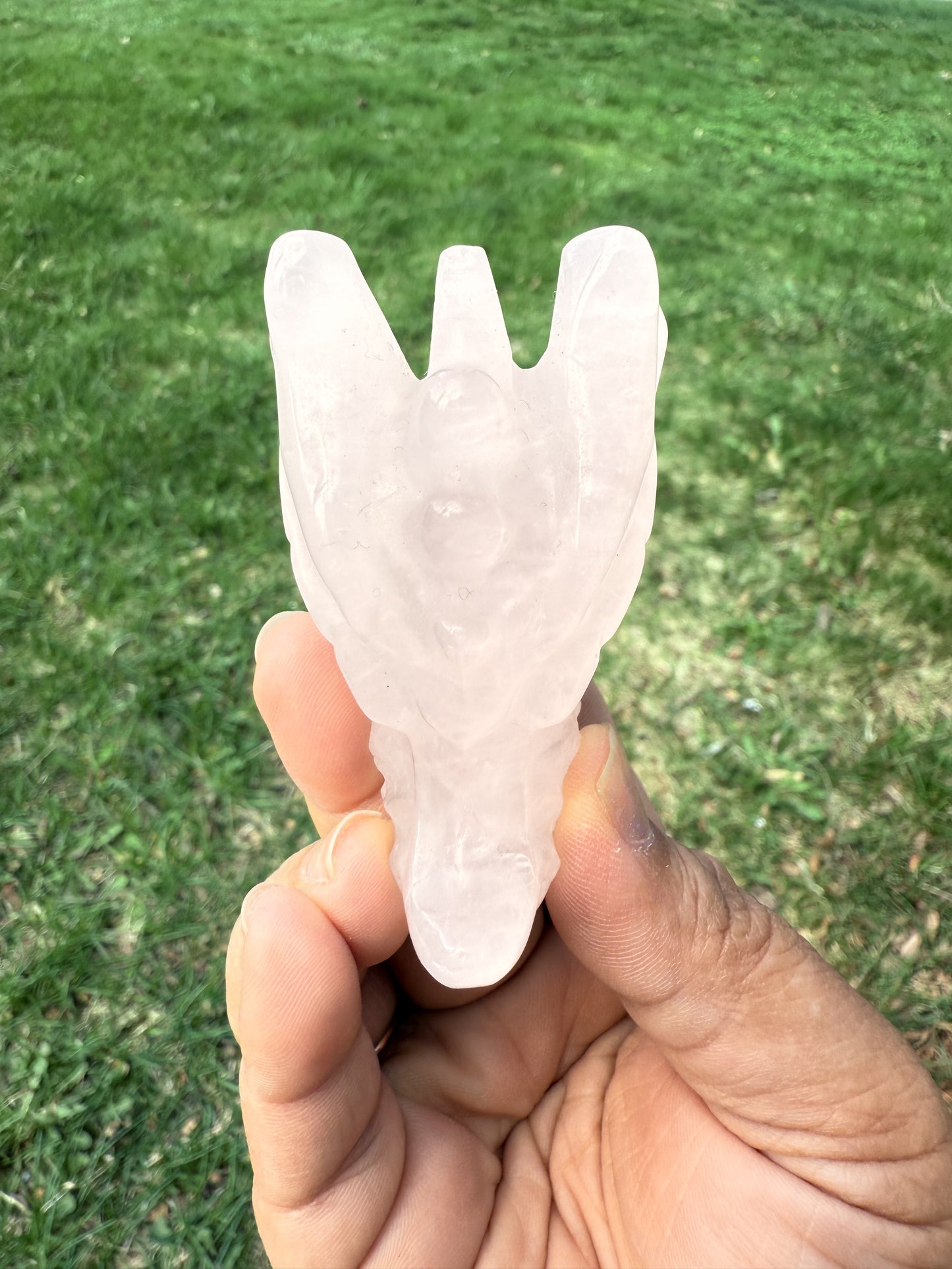 Rose Quartz Dragon Head Carving