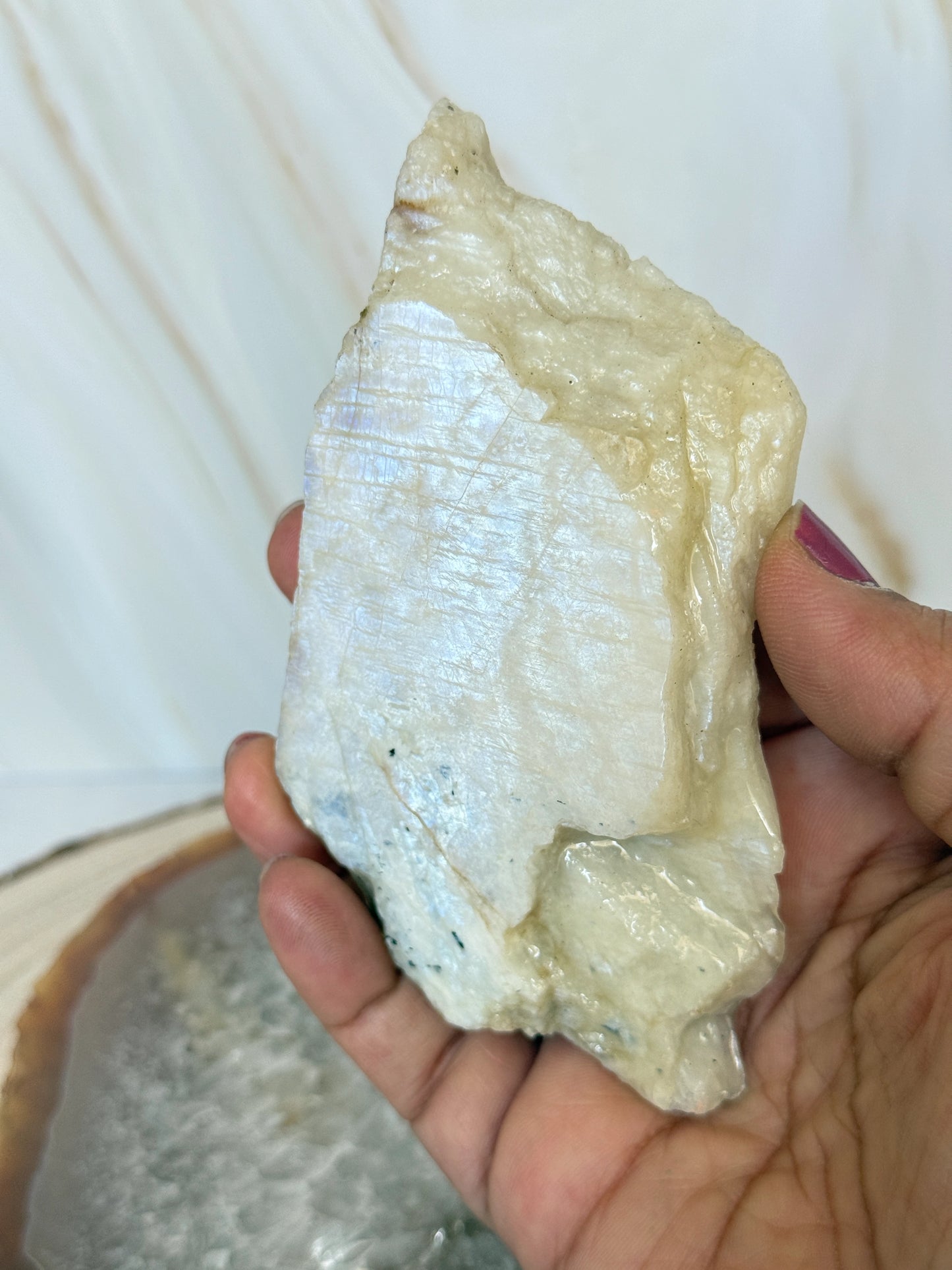 Flashy Tanzania Moonstone Slab | Natural Raw Moonstone Plate | Crystal Charging Plate