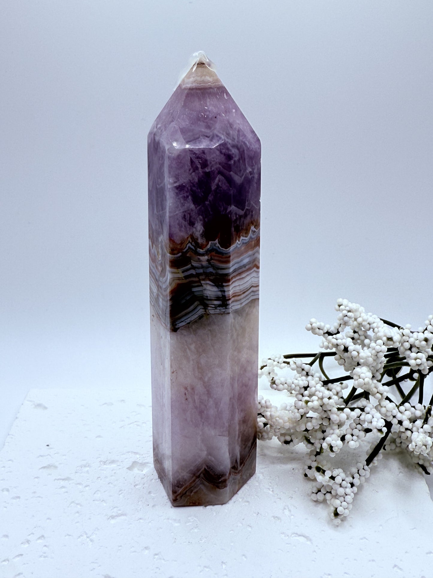 Amethyst Agate Six Sided Tower