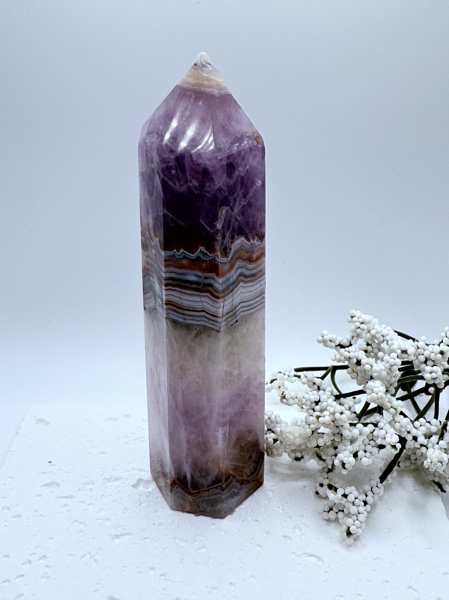 Amethyst Agate Six Sided Tower