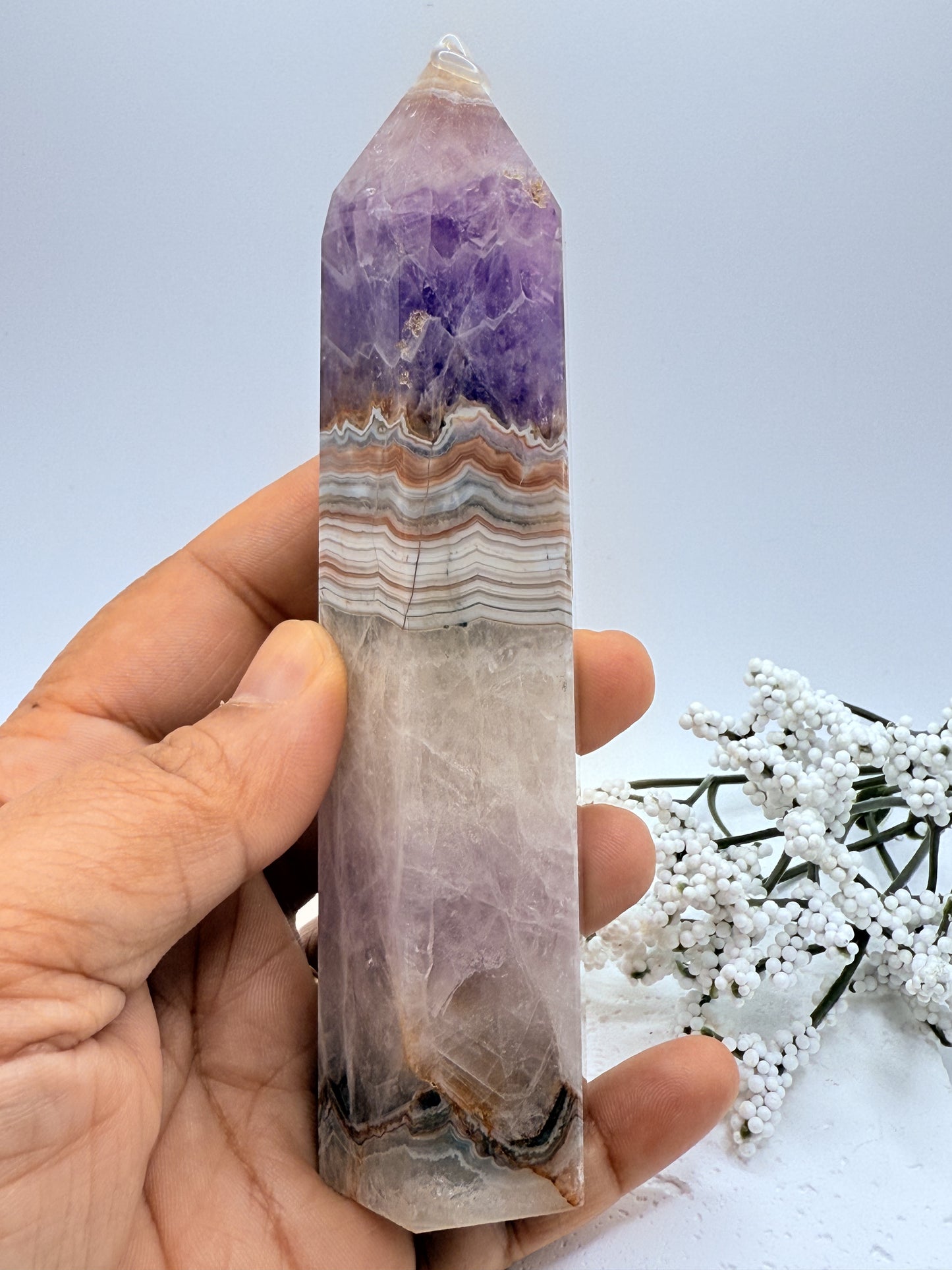 Amethyst Agate Six Sided Tower