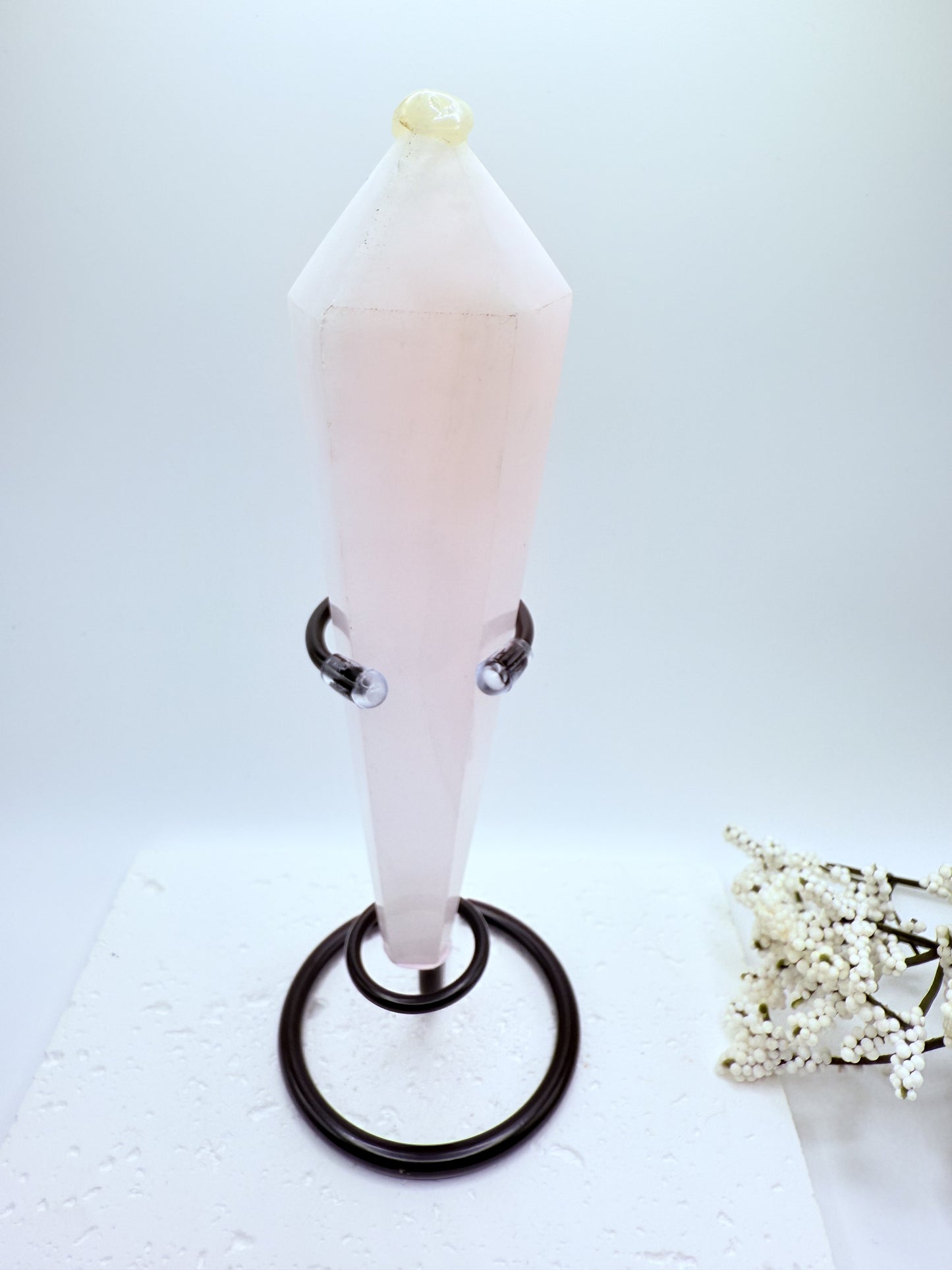 Pink Mangano Calcite Wand on Stand