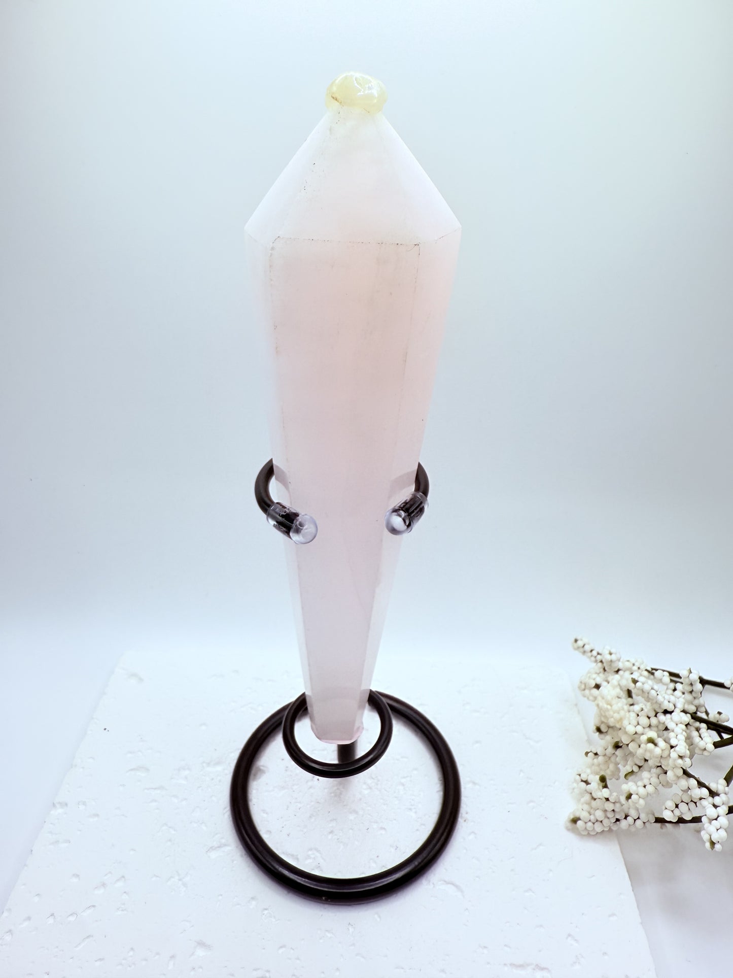 Pink Mangano Calcite Wand on Stand