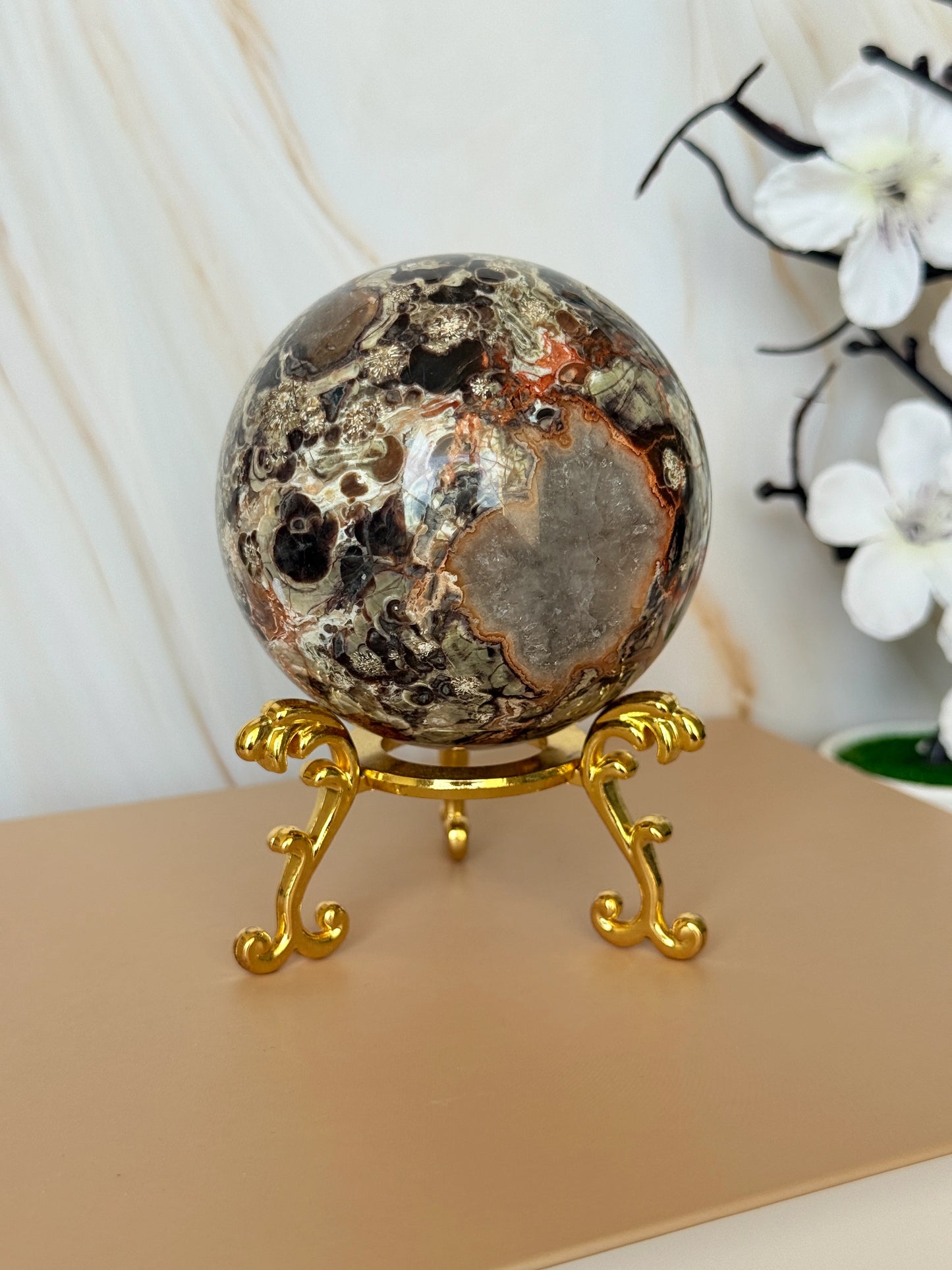 Money Agate Sphere | Polished | Orbicular Patterns | 7cm | China