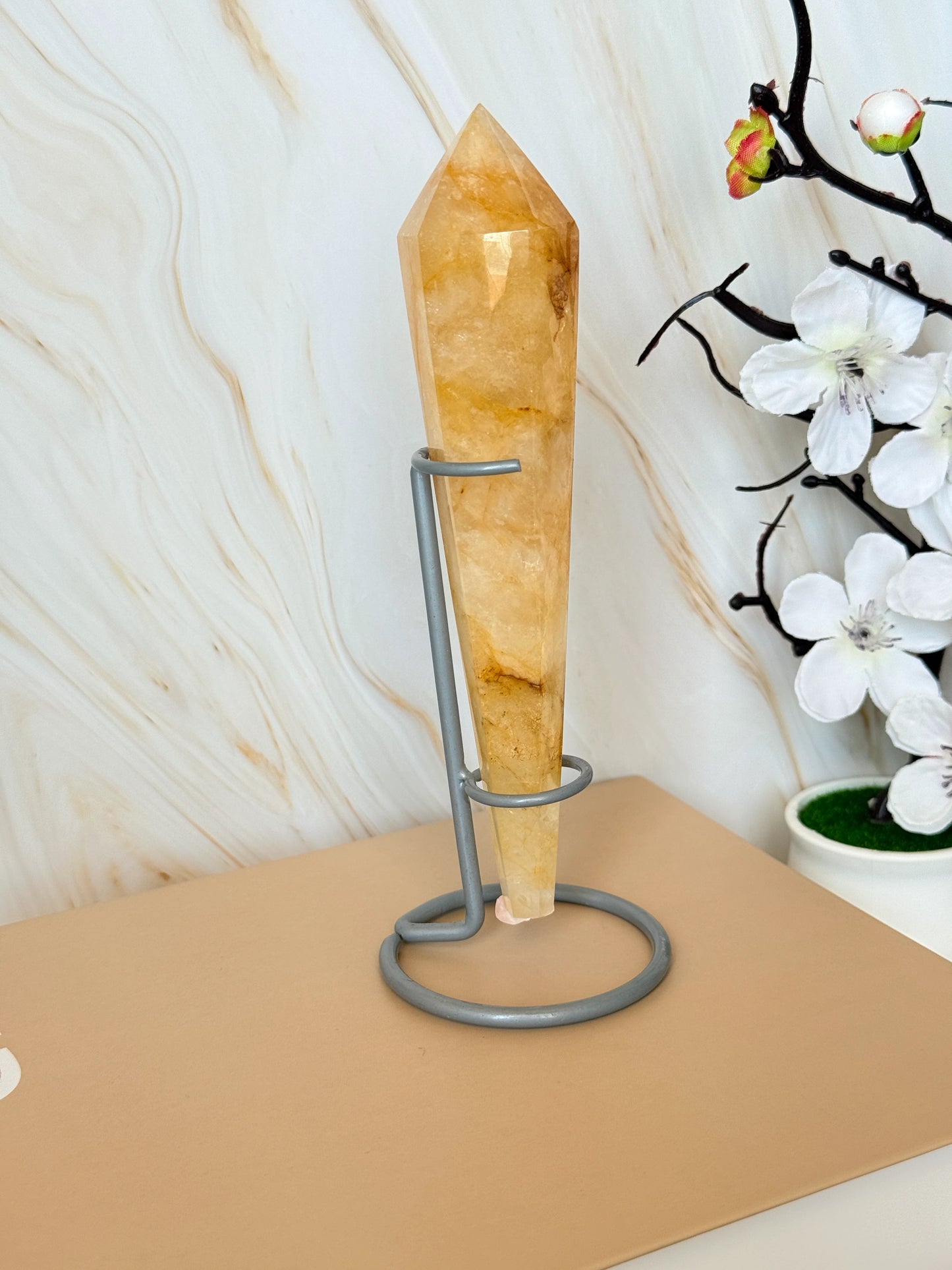 Golden Healer Quartz Wand | Natural Polished Point | China | 16cm