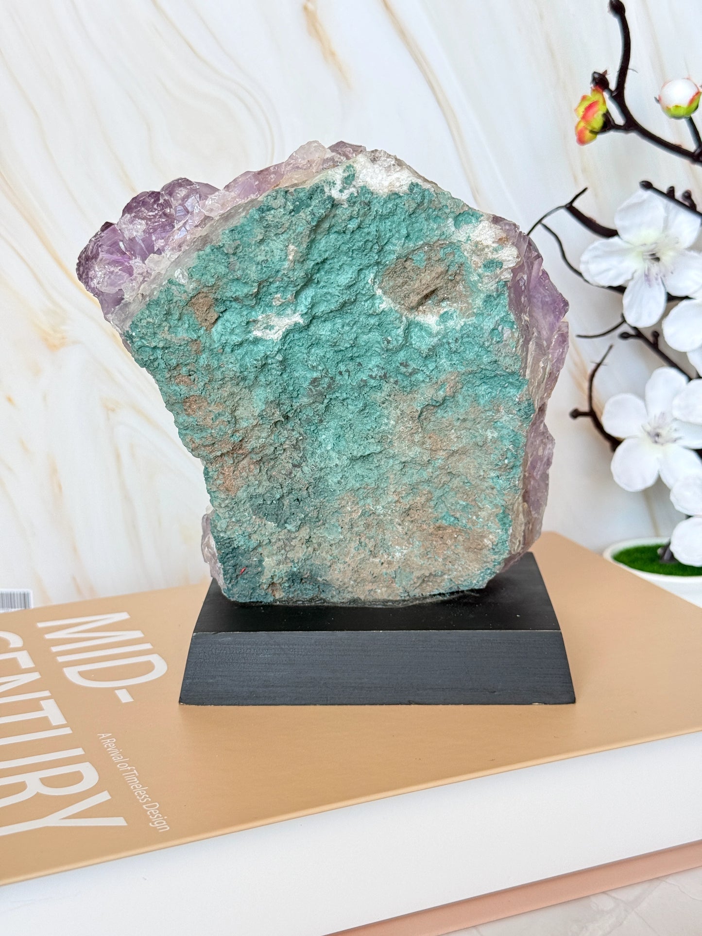Brazilian Amethyst Cluster on Wooden Base | Raw | One of a Kind | 11–14cm
