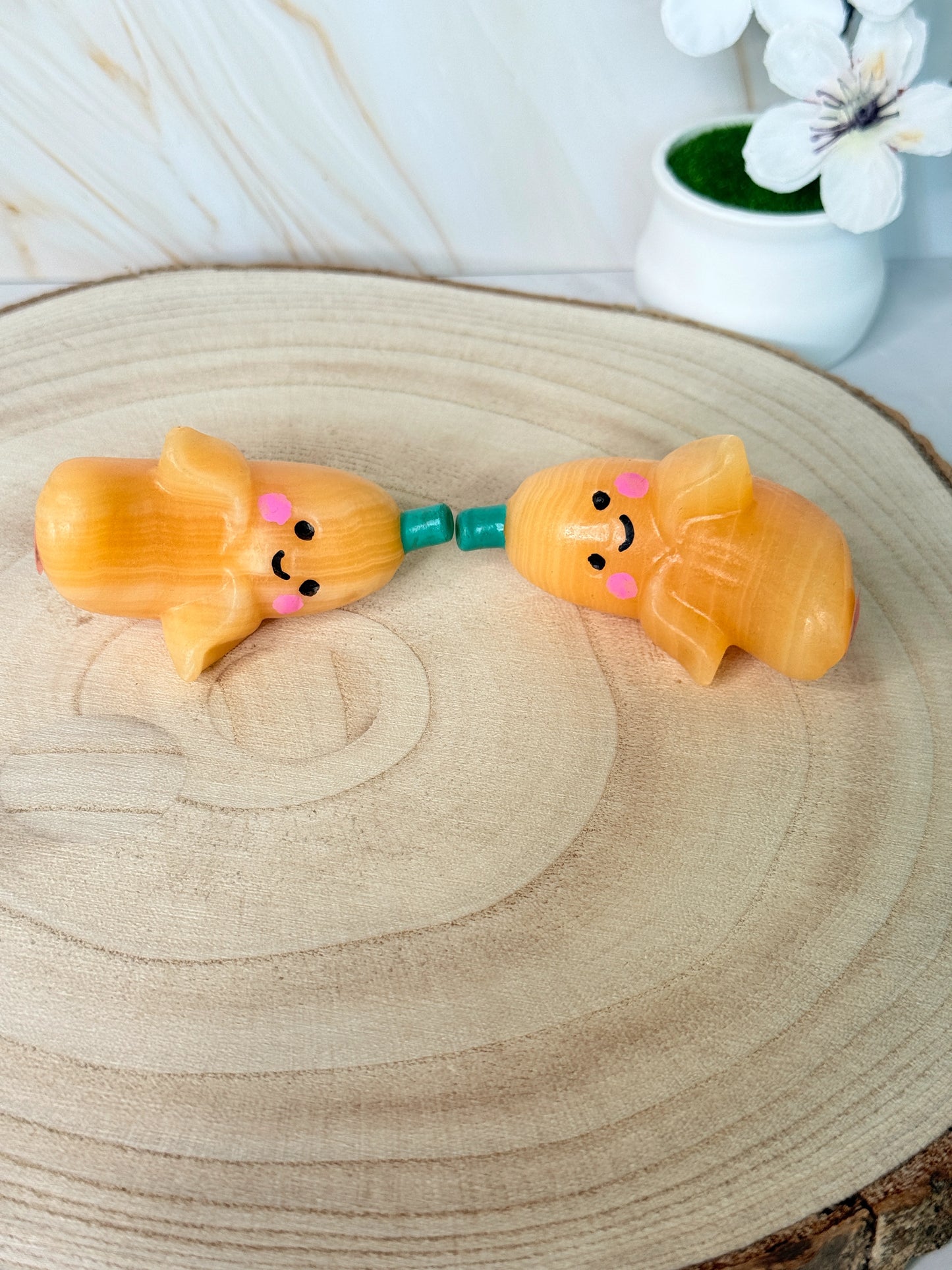 Yellow Calcite Banana | Joy & Playfulness | Hand-Painted Crystal Carving