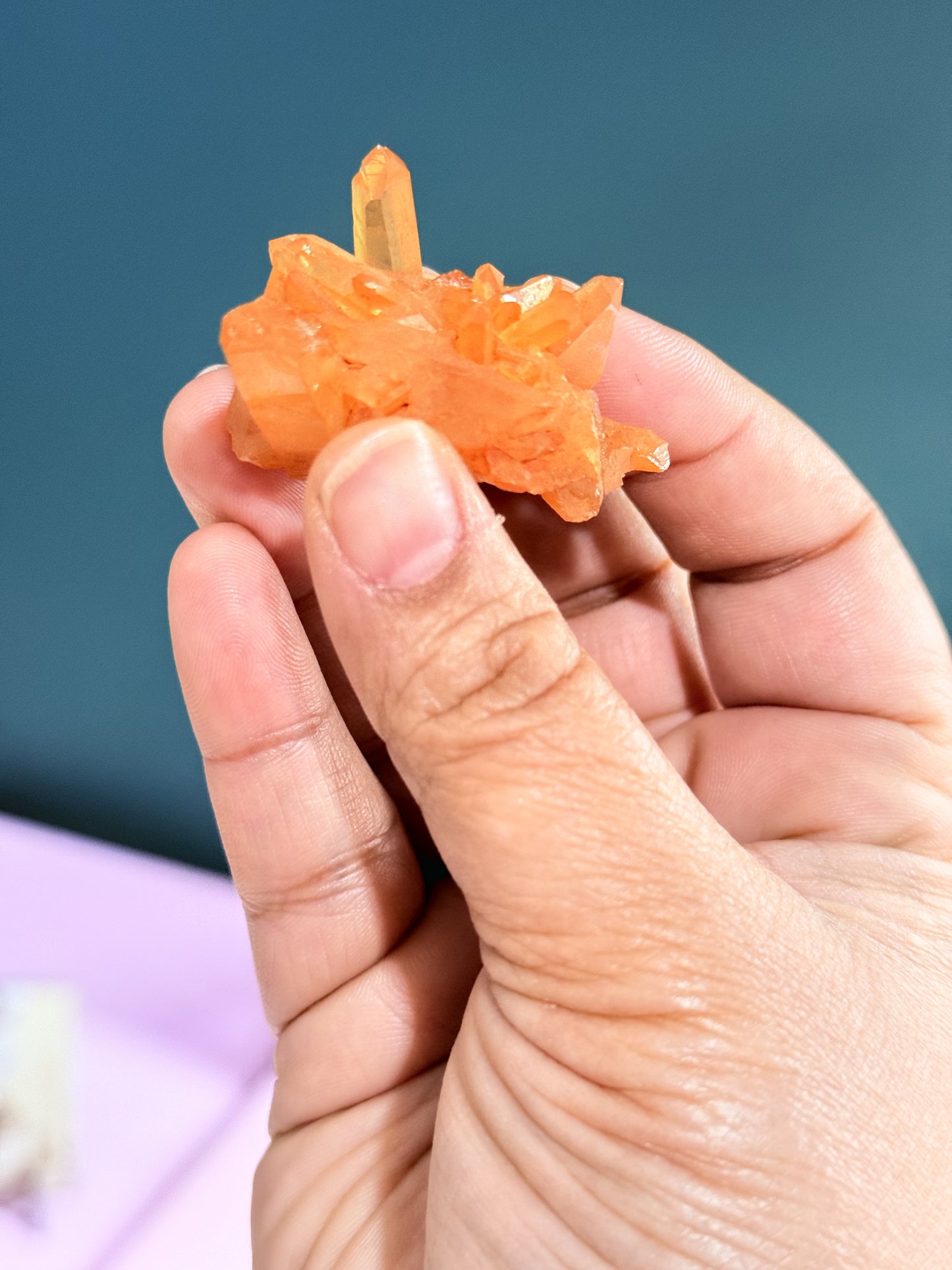 Tangerine Quartz Mini Clusters – Joyful Energy in a Small Spark