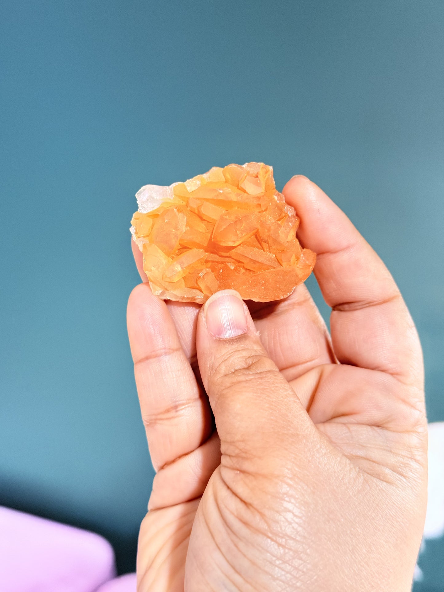Tangerine Quartz Mini Clusters – Joyful Energy in a Small Spark