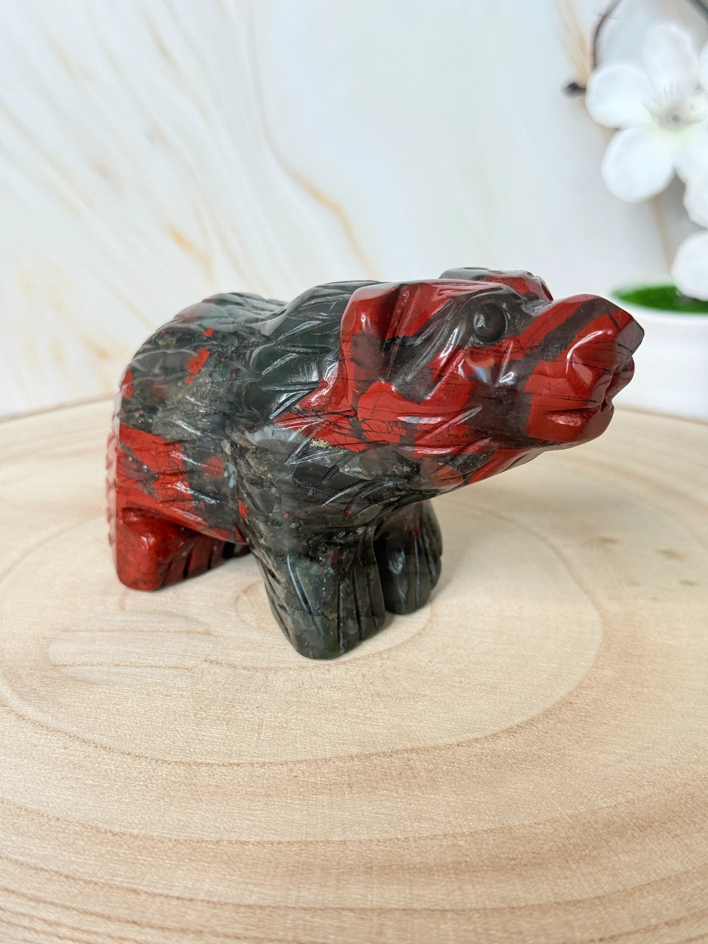 African Bloodstone Bear | Strength & Courage | Crystal Carving