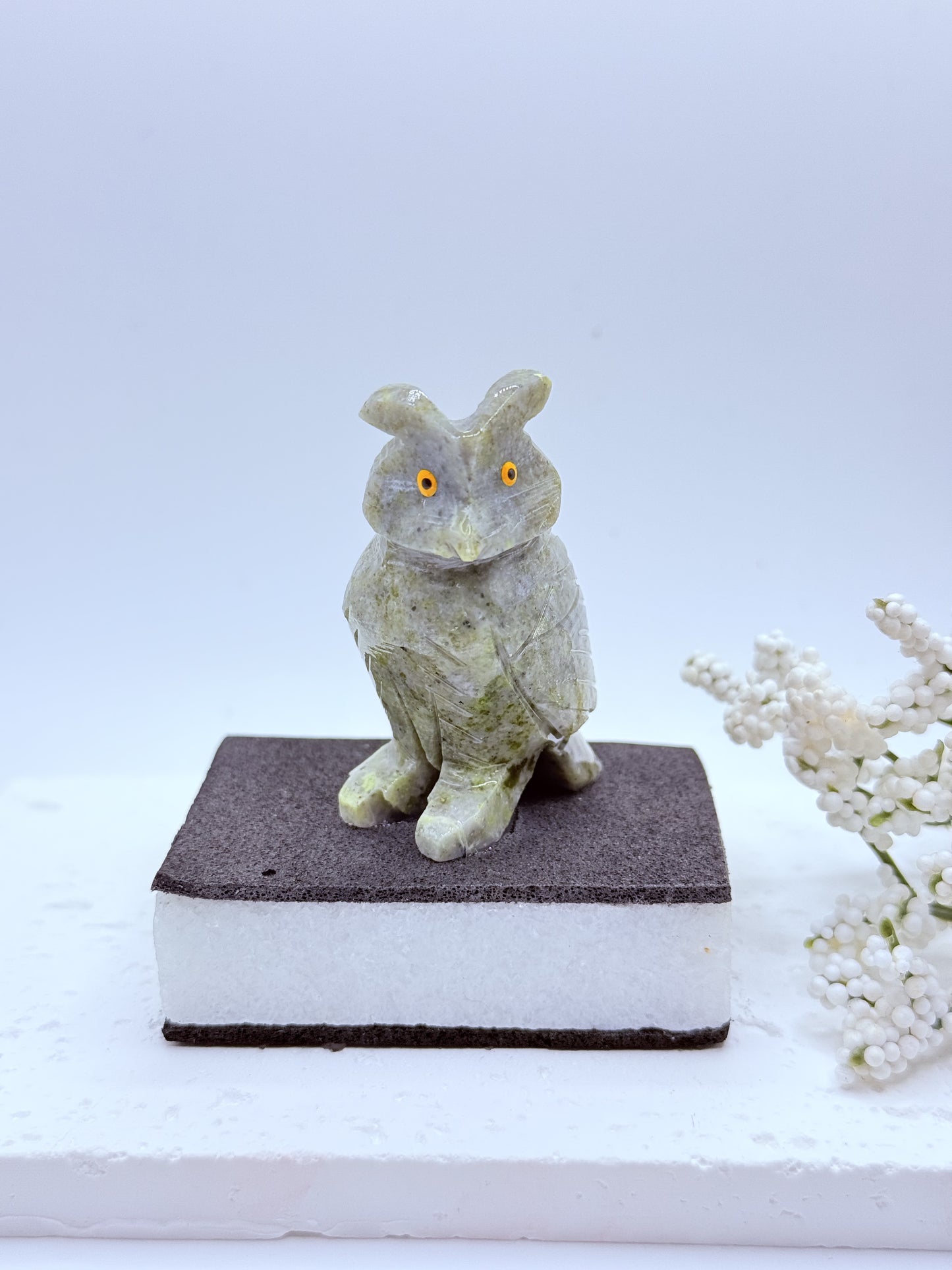 Jasper Owl on Book Carving