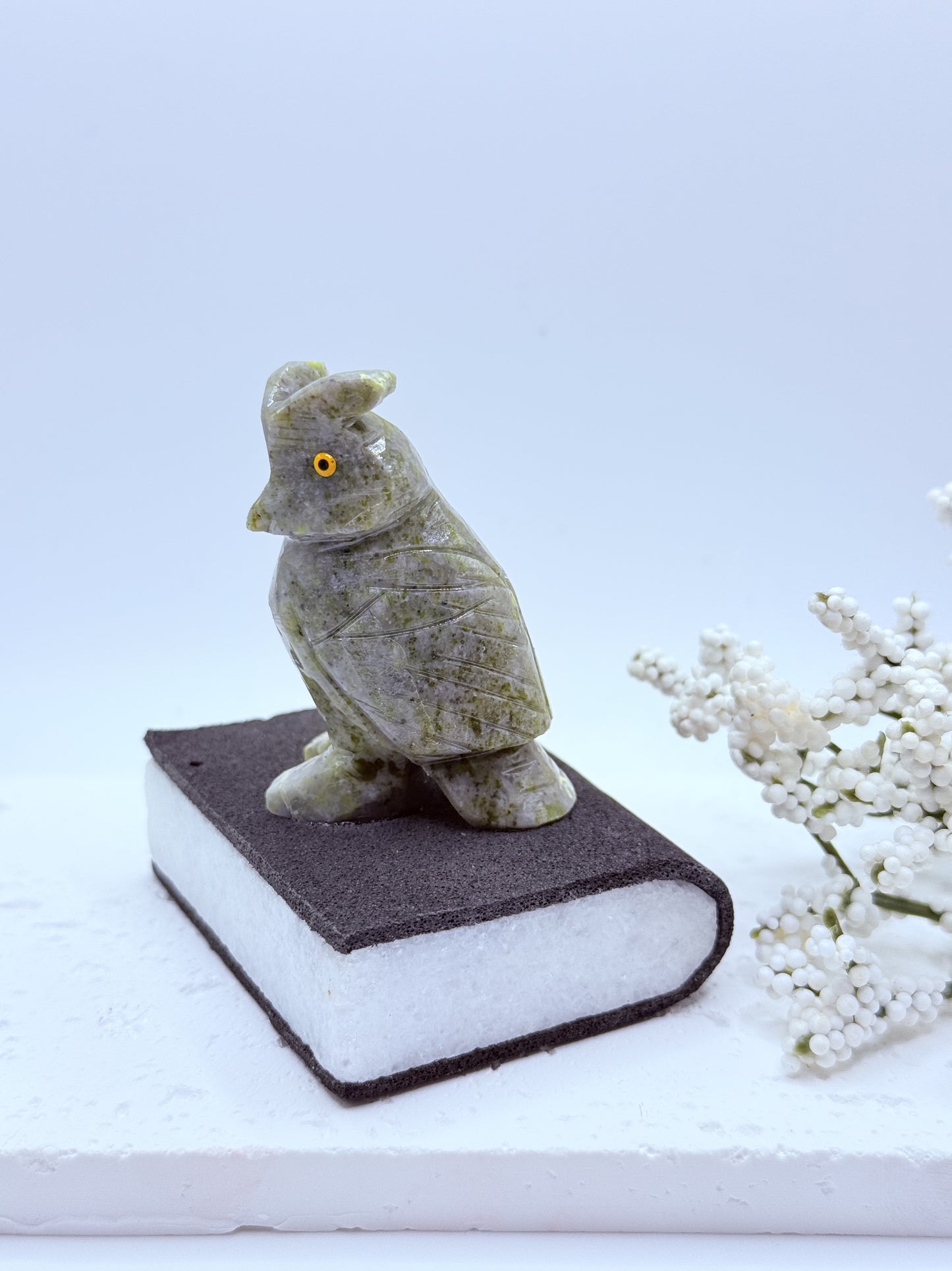 Jasper Owl on Book Carving