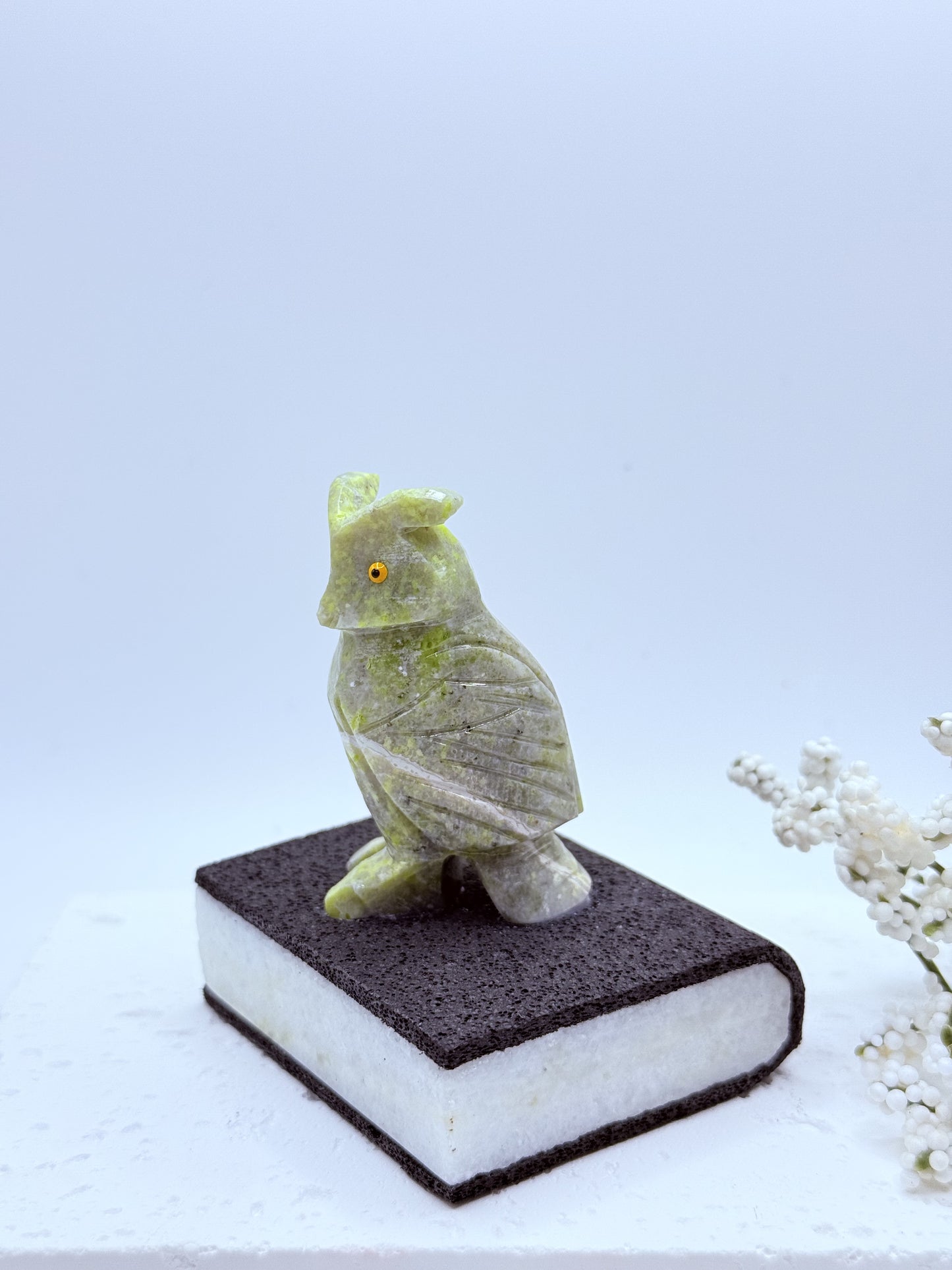 Jasper Owl on Book Carving
