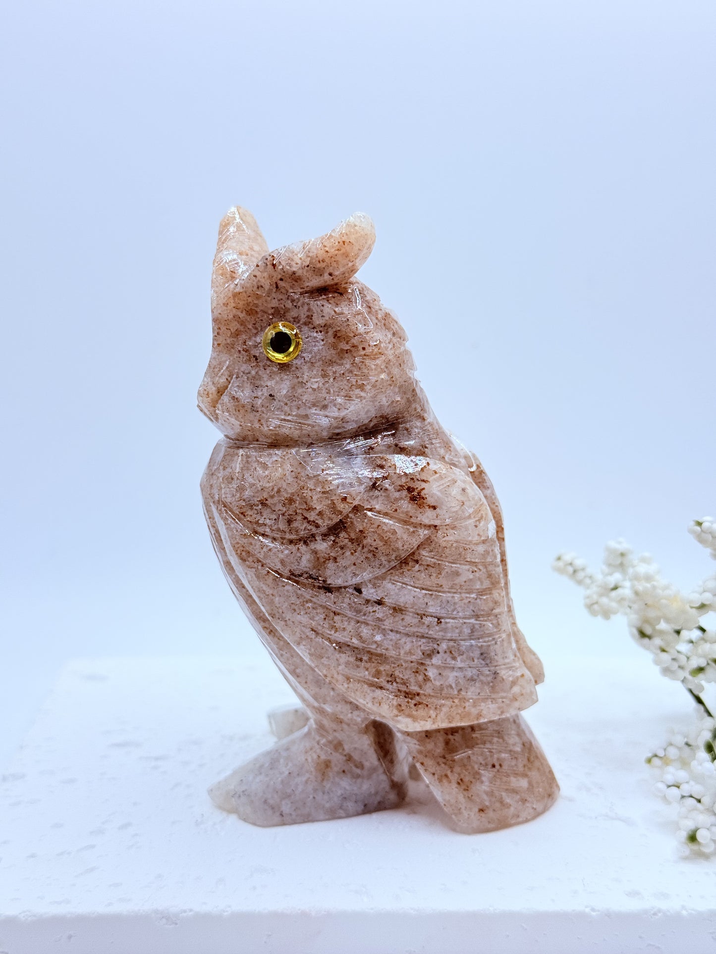 Dolomite Jasper Owl Carving