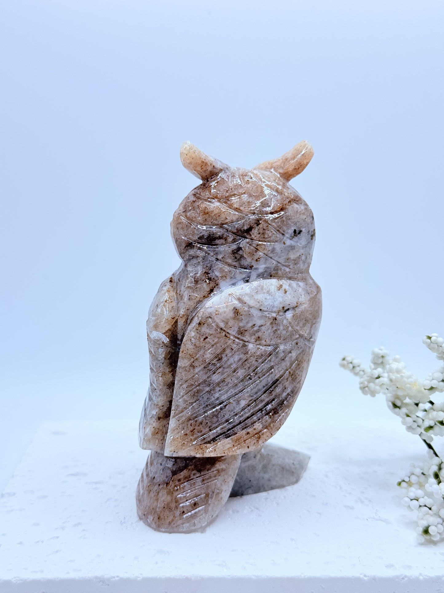 Dolomite Jasper Owl Carving