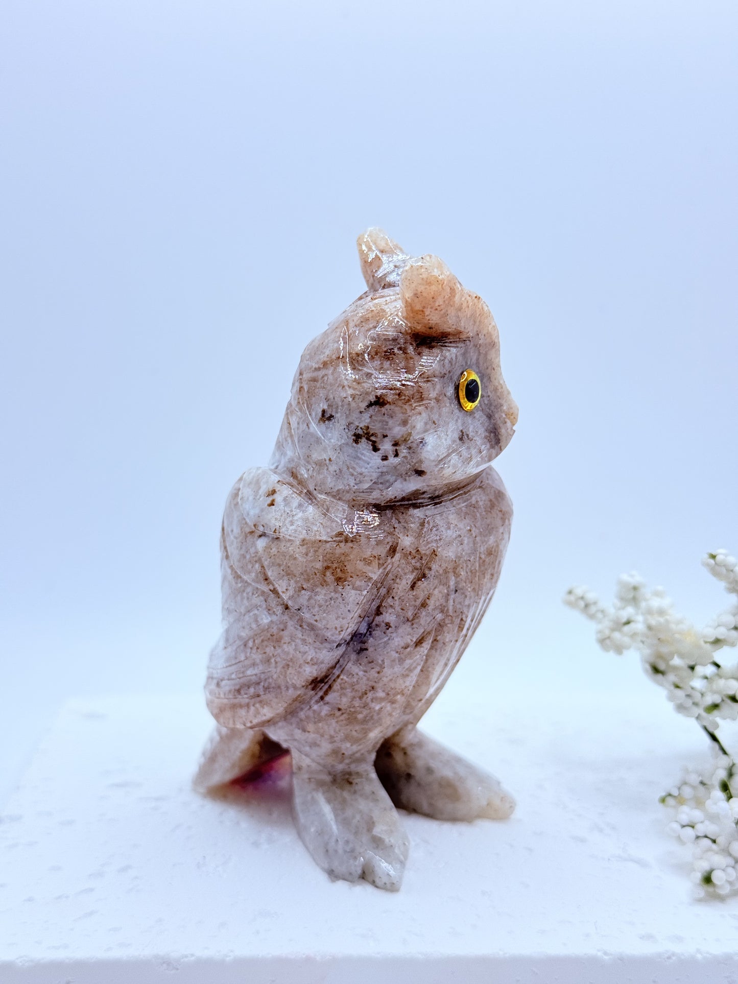 Dolomite Jasper Owl Carving