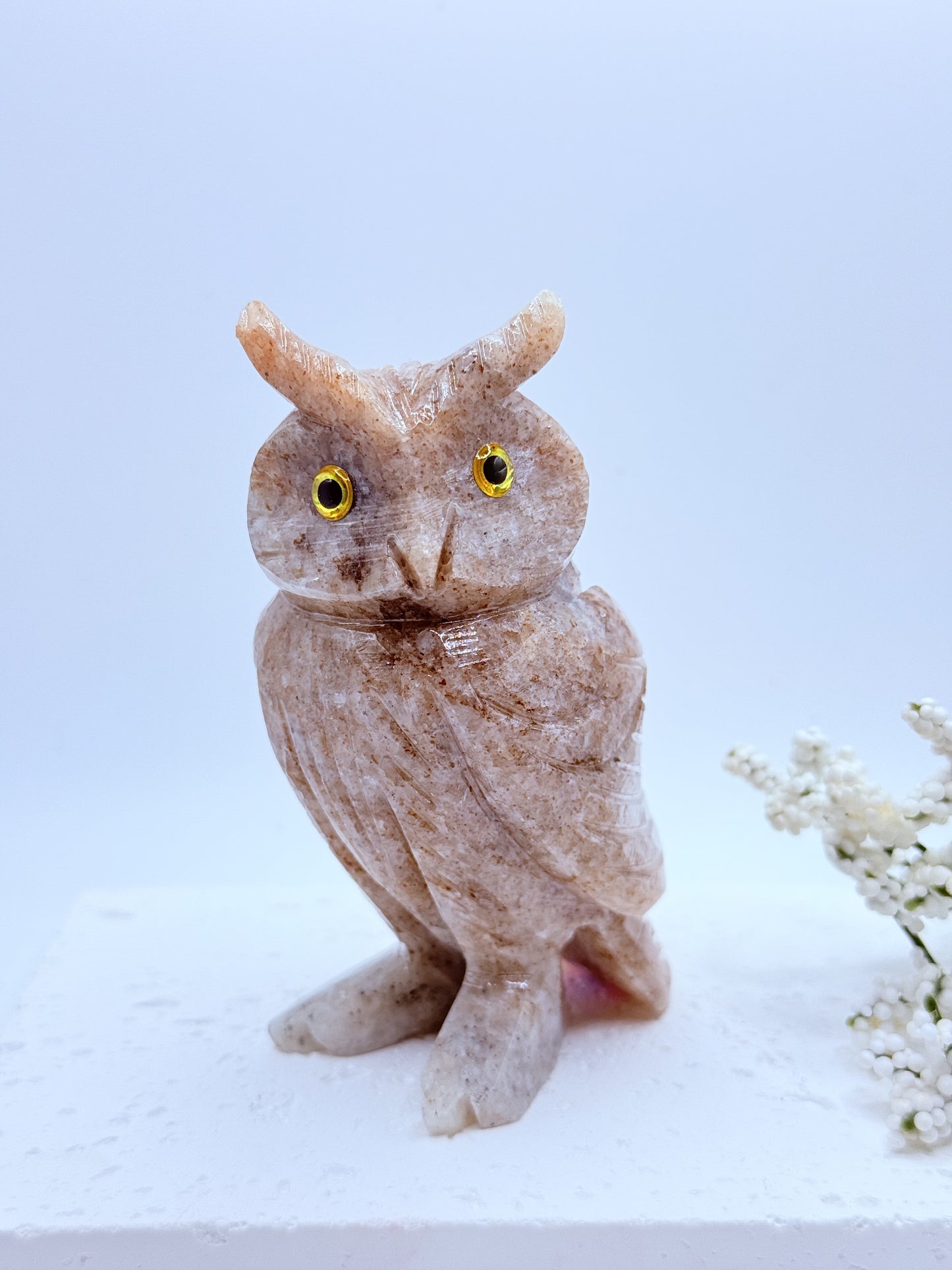 Dolomite Jasper Owl Carving