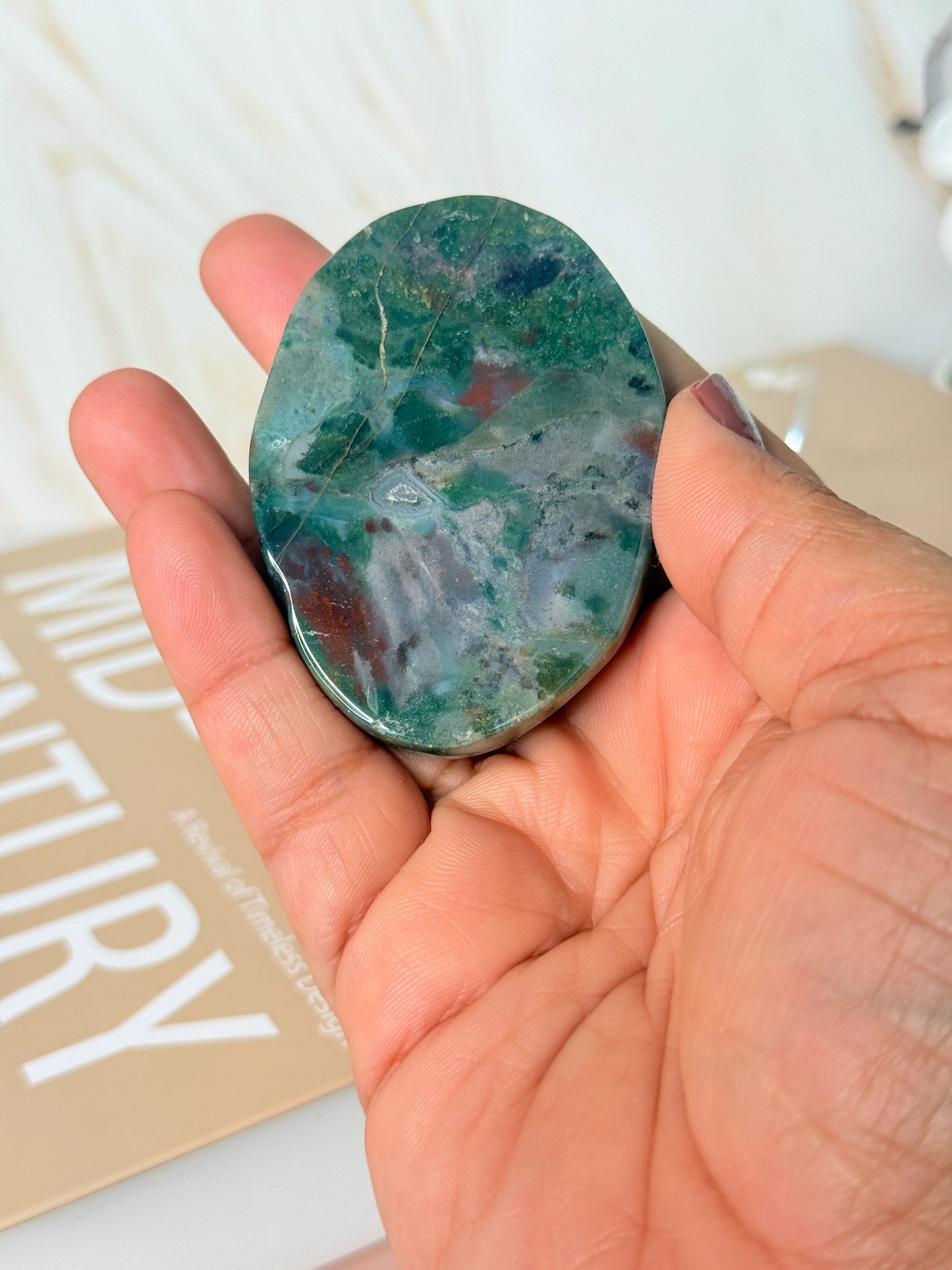 Ocean Jasper Palm Stone | Joy & Positivity | Pocket Crystal