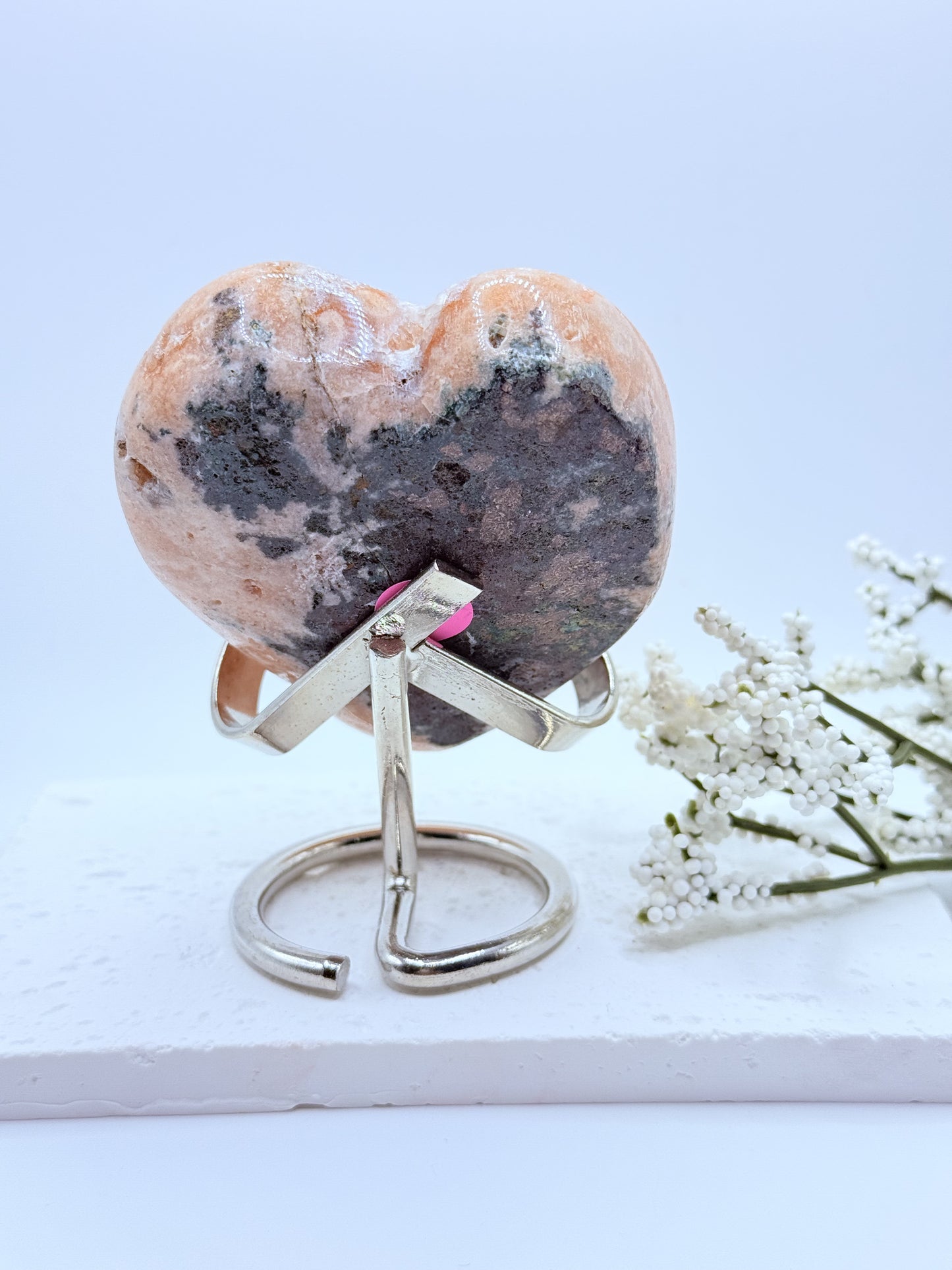 Pink Amethyst Druzy Heart Carving