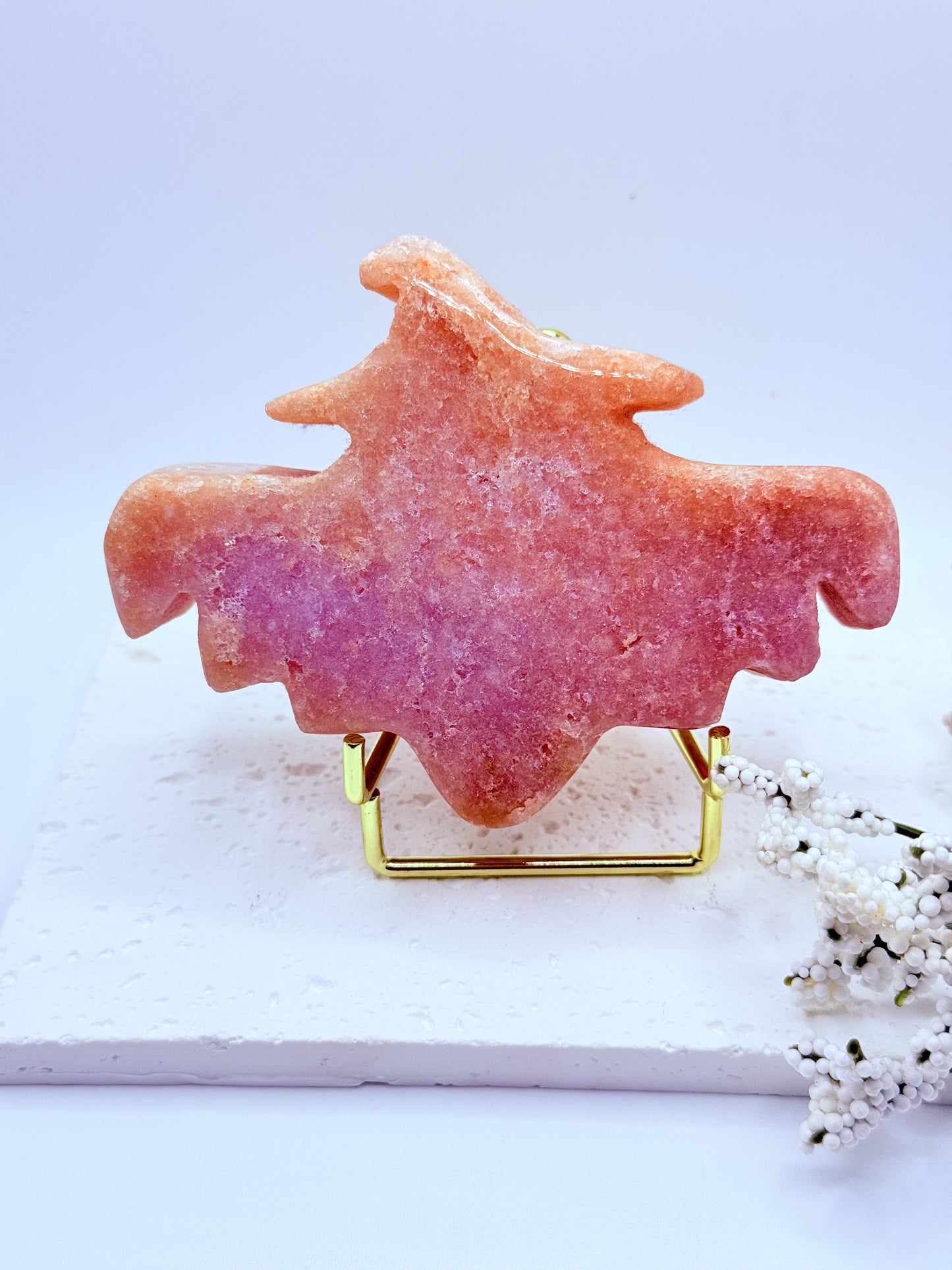 Pink Amethyst Druzy Witch Carving