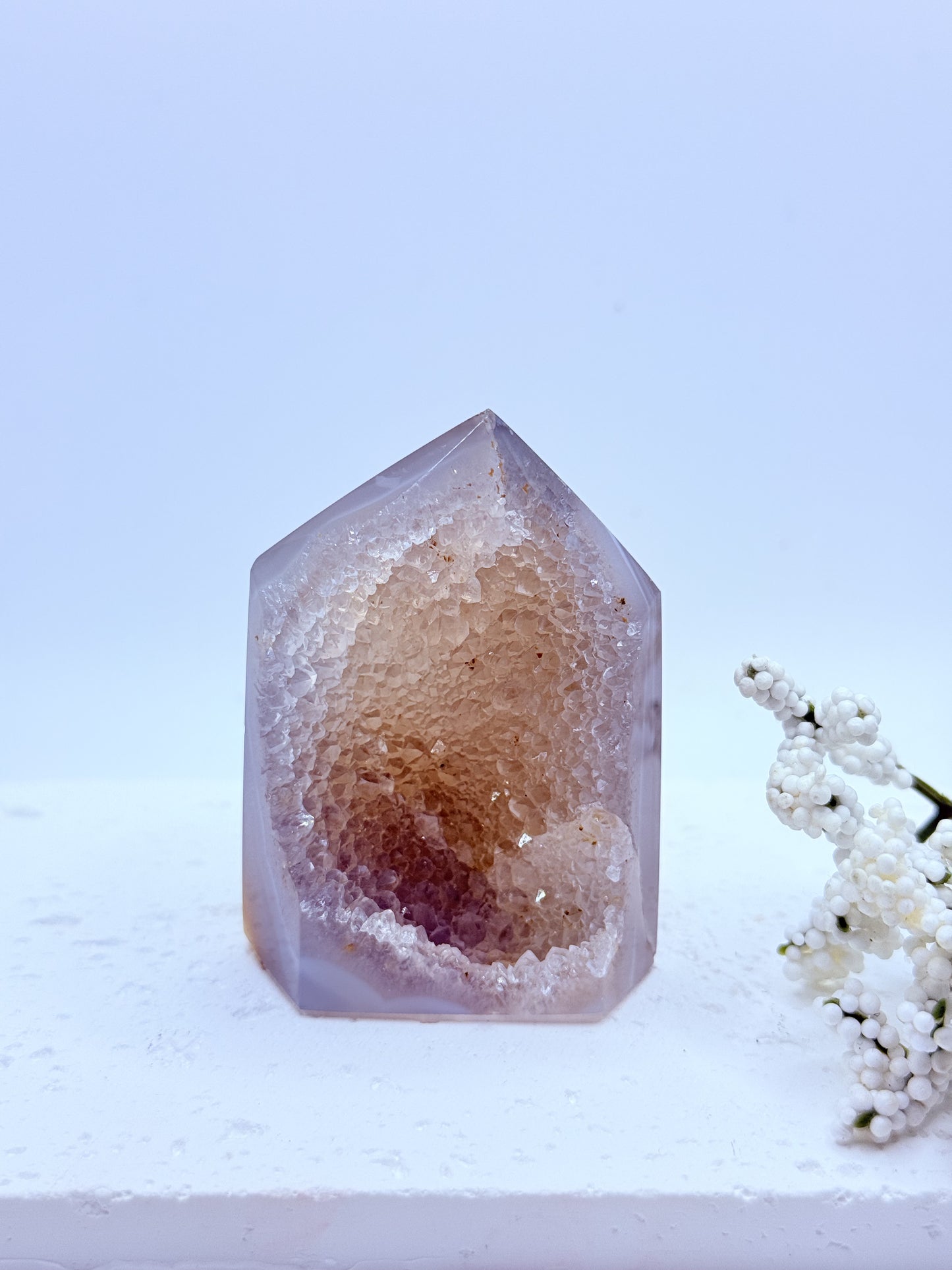 Gray Agate Druzy Tower