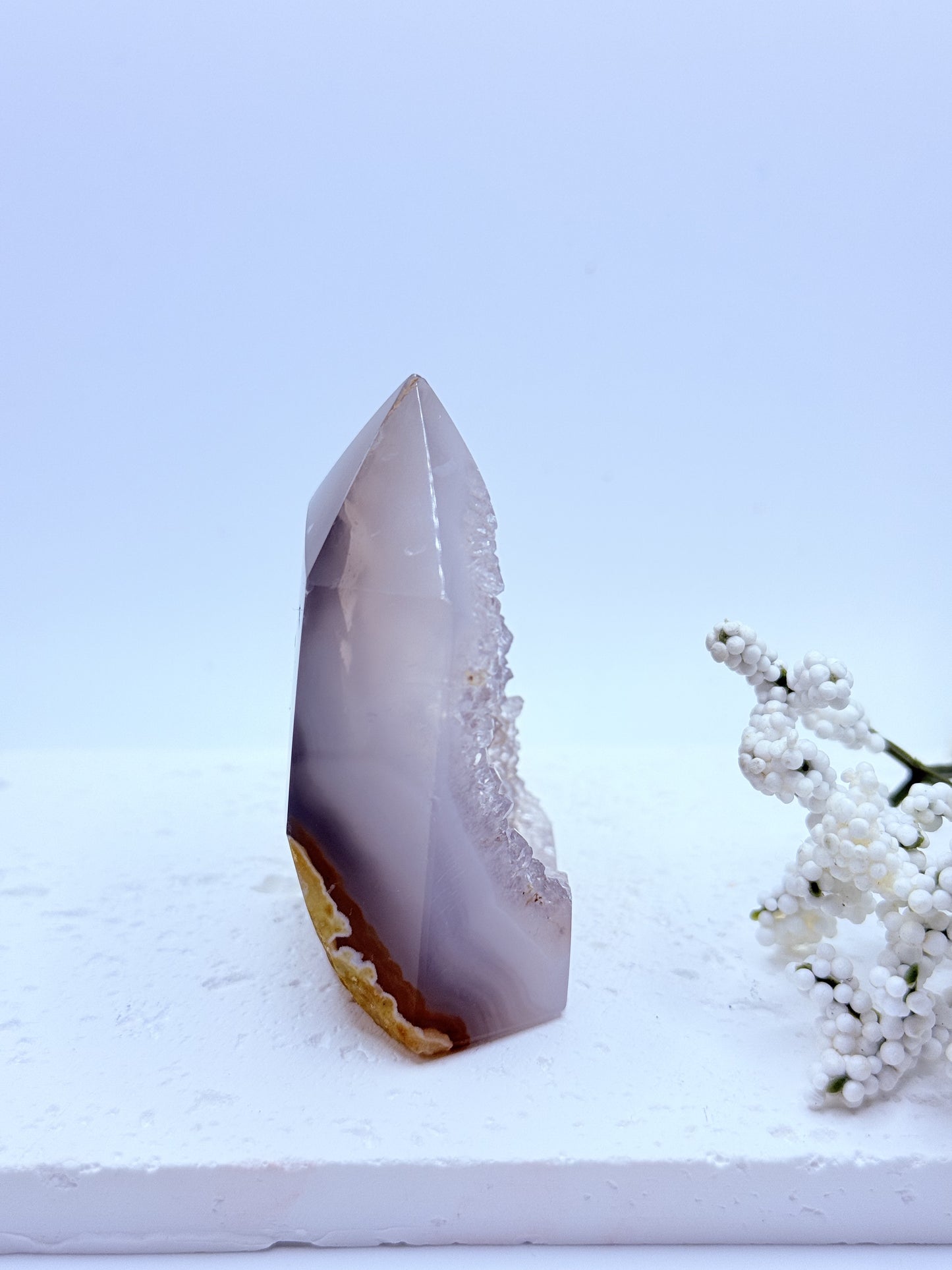 Gray Agate Druzy Tower