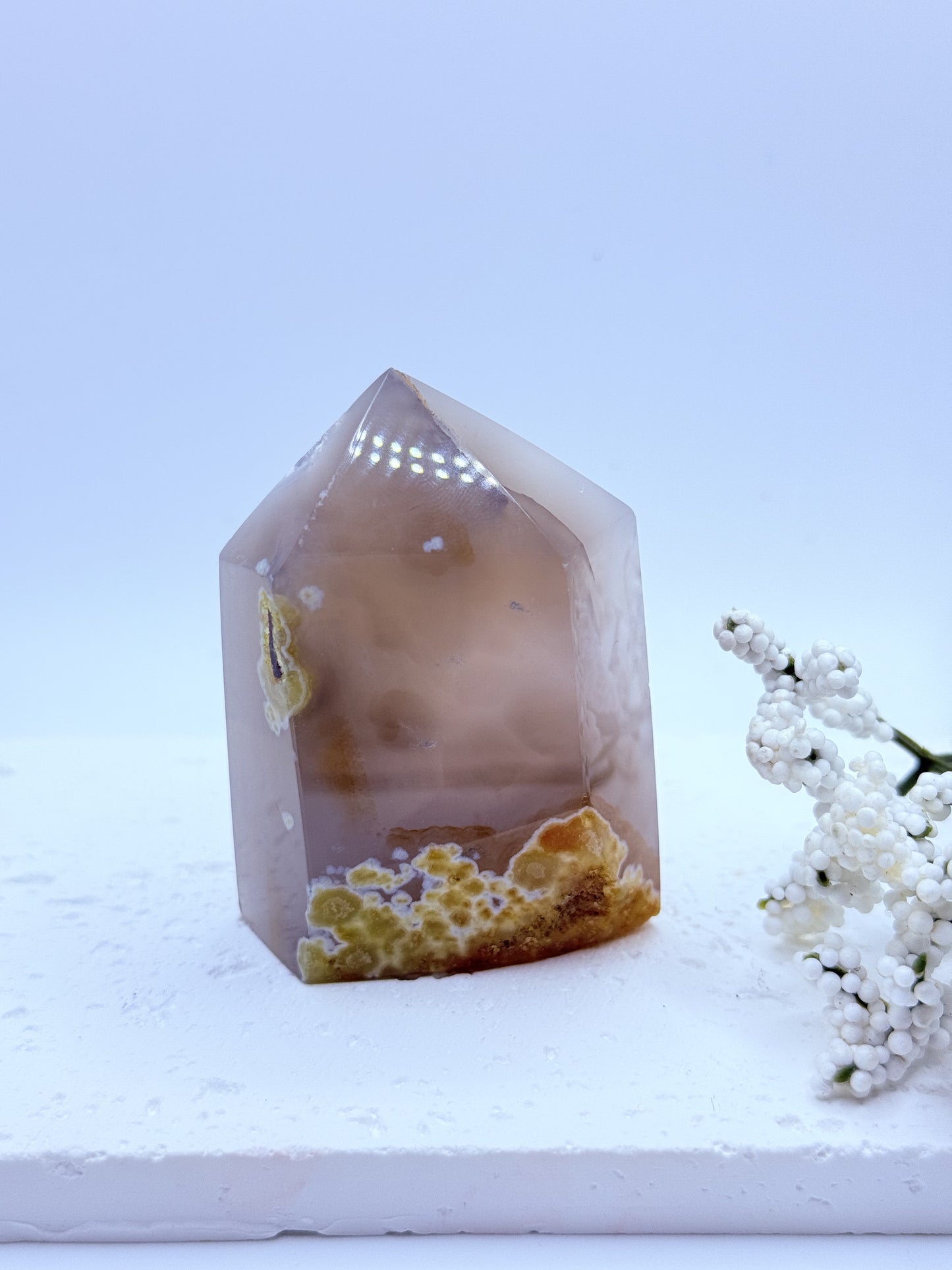 Gray Agate Druzy Tower