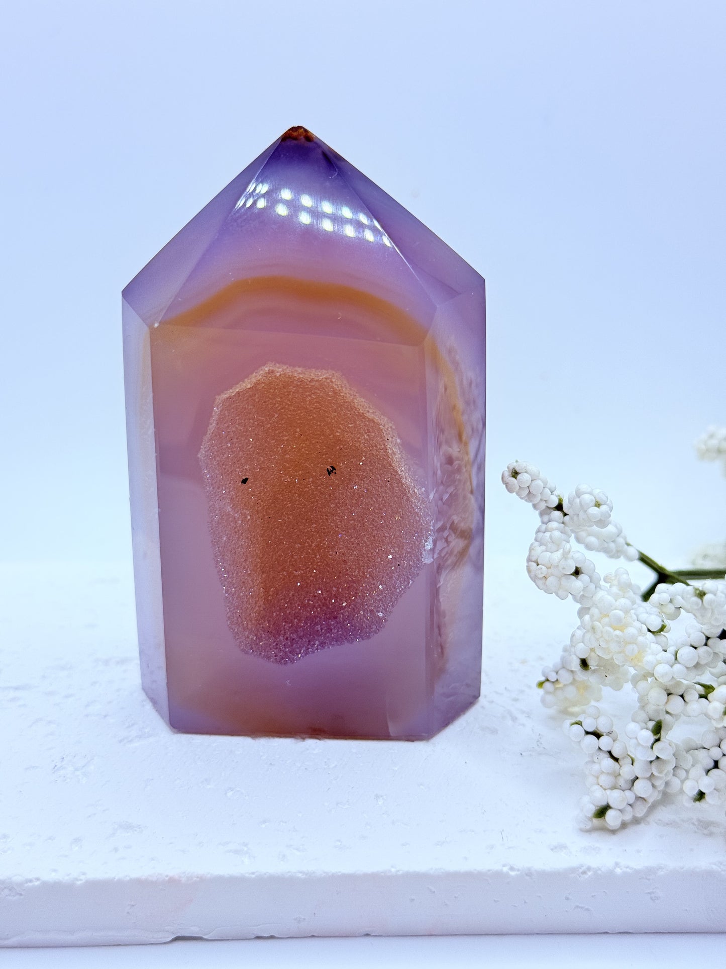 Grey Agate Druzy Tower 2