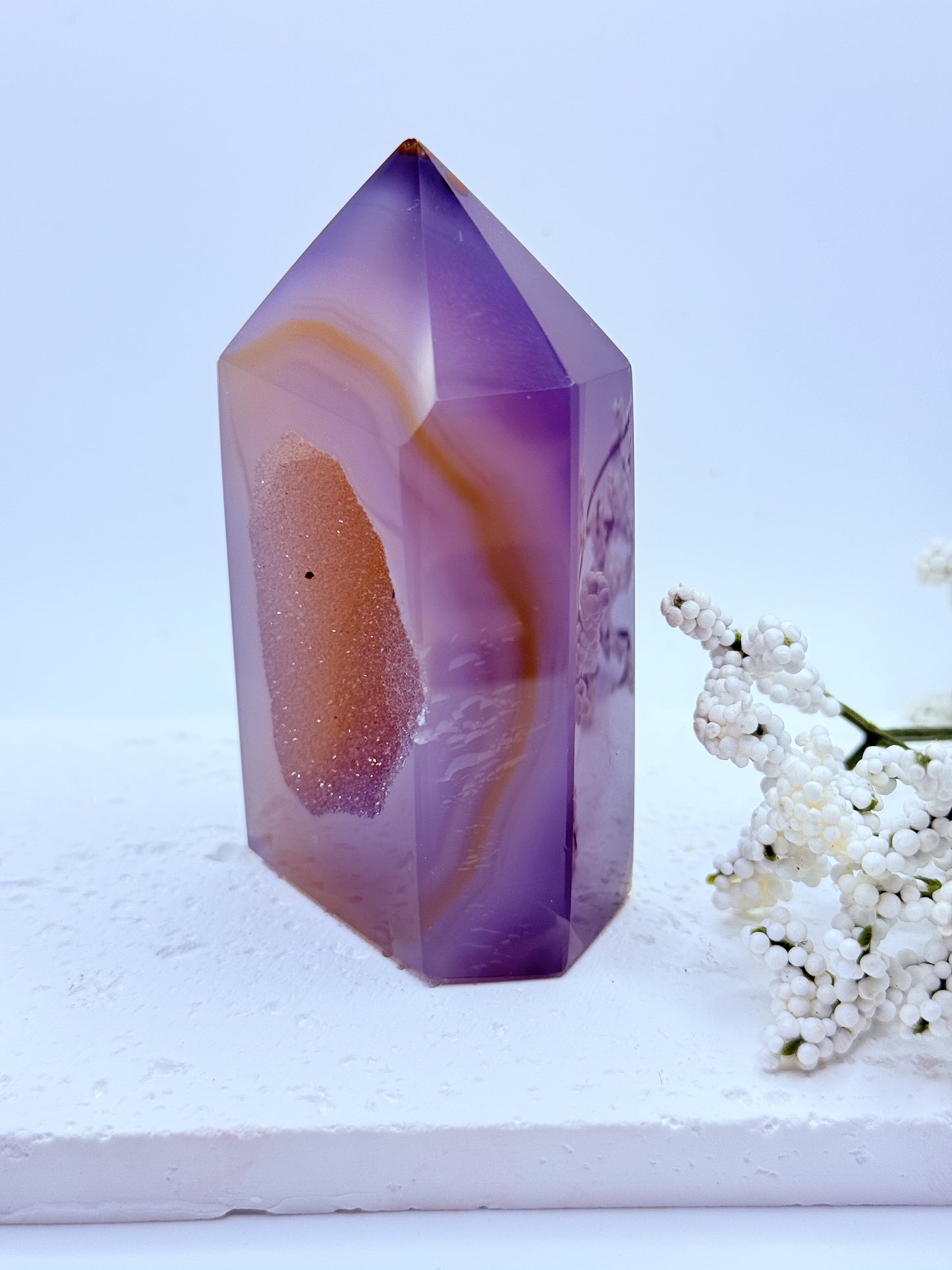 Grey Agate Druzy Tower 3