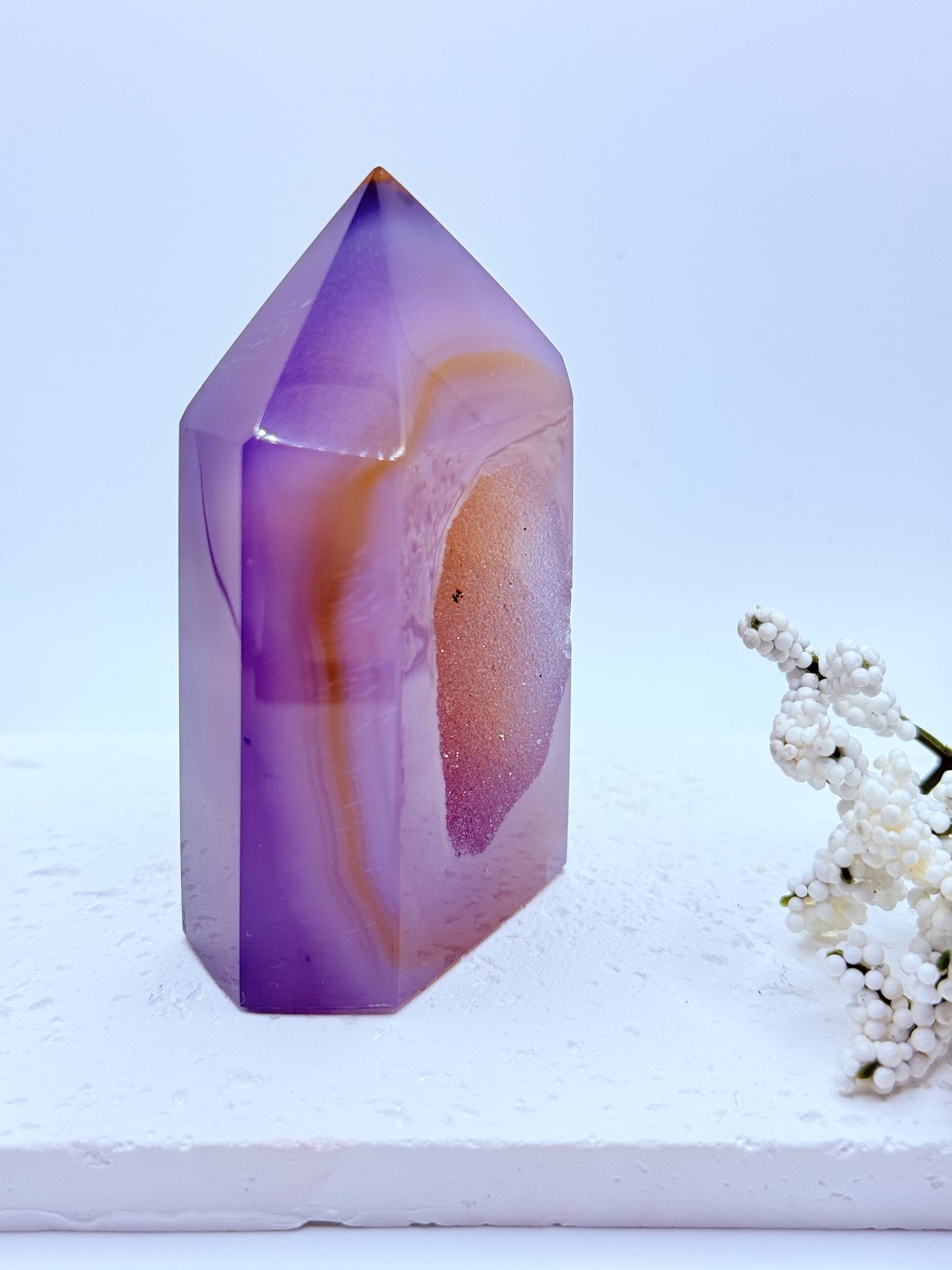 Grey Agate Druzy Tower 3