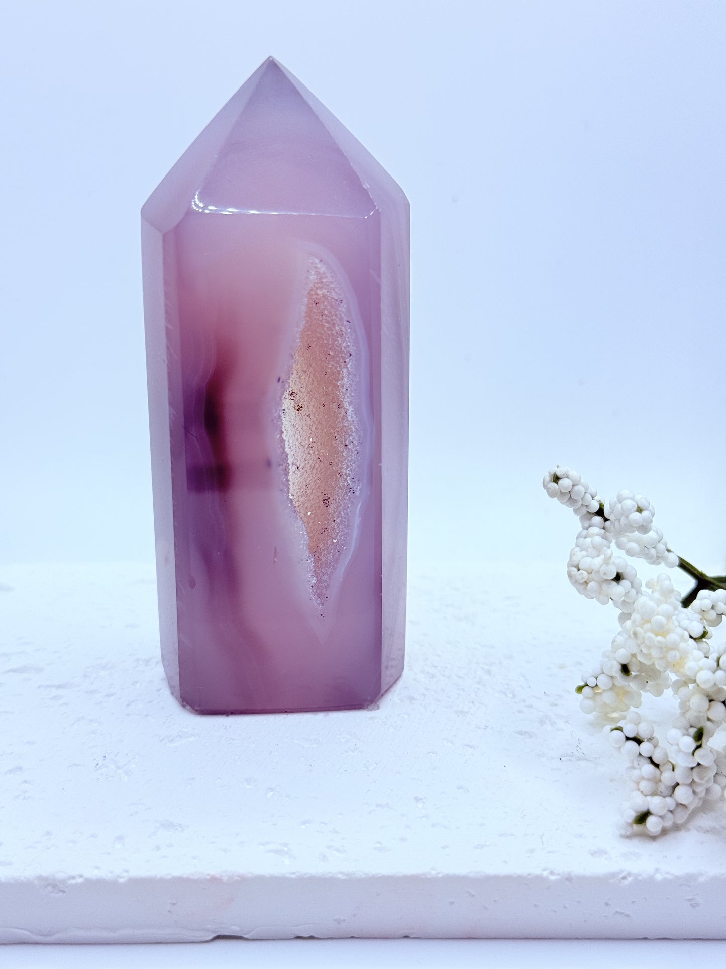 Grey Agate Druzy Tower 3