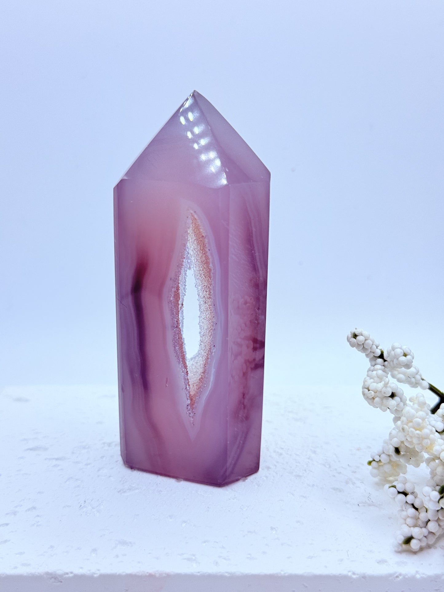Grey Agate Druzy Tower 3
