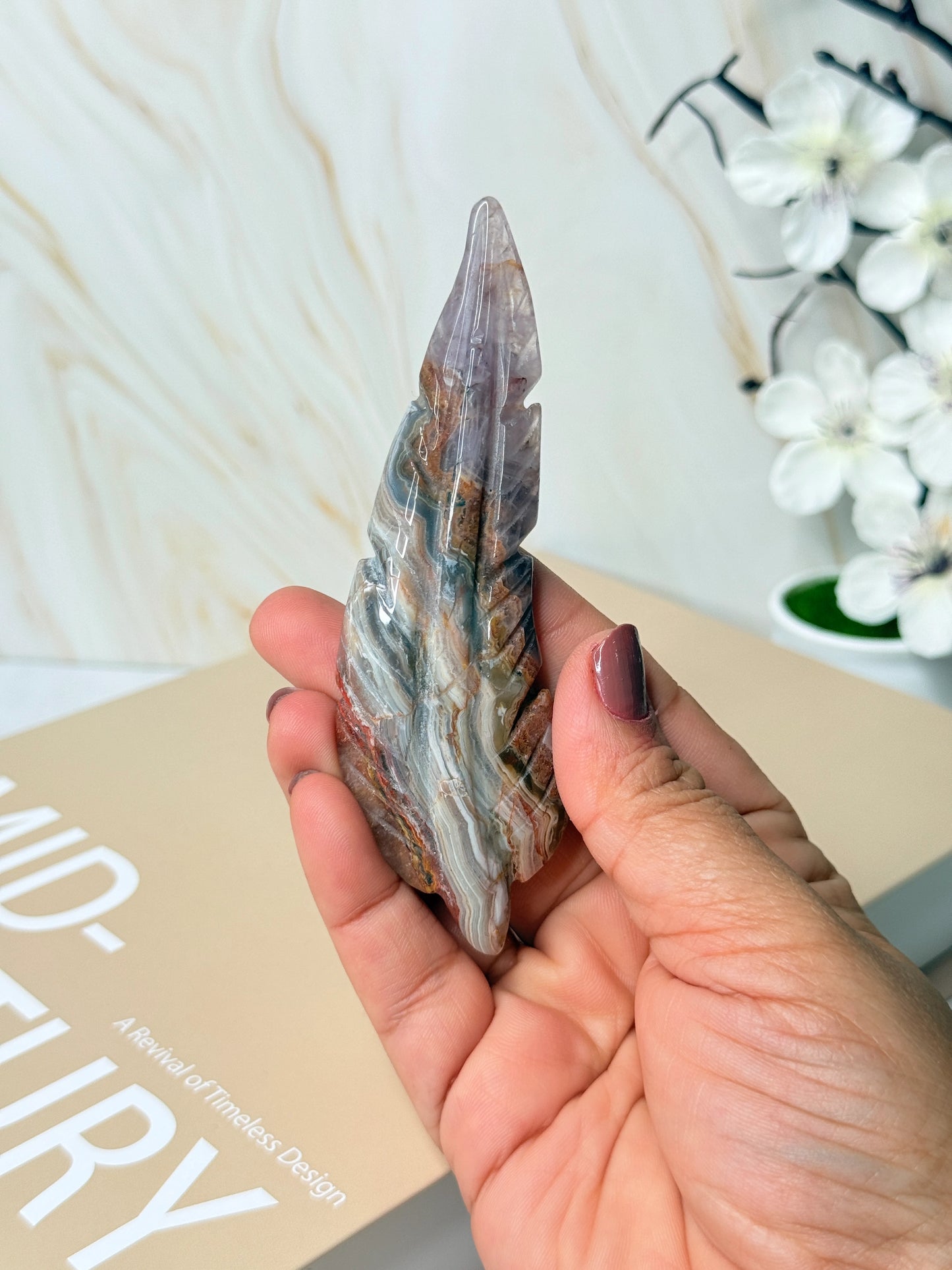 Amethyst Agate Feather | Crystal for Clarity & Spiritual Connection