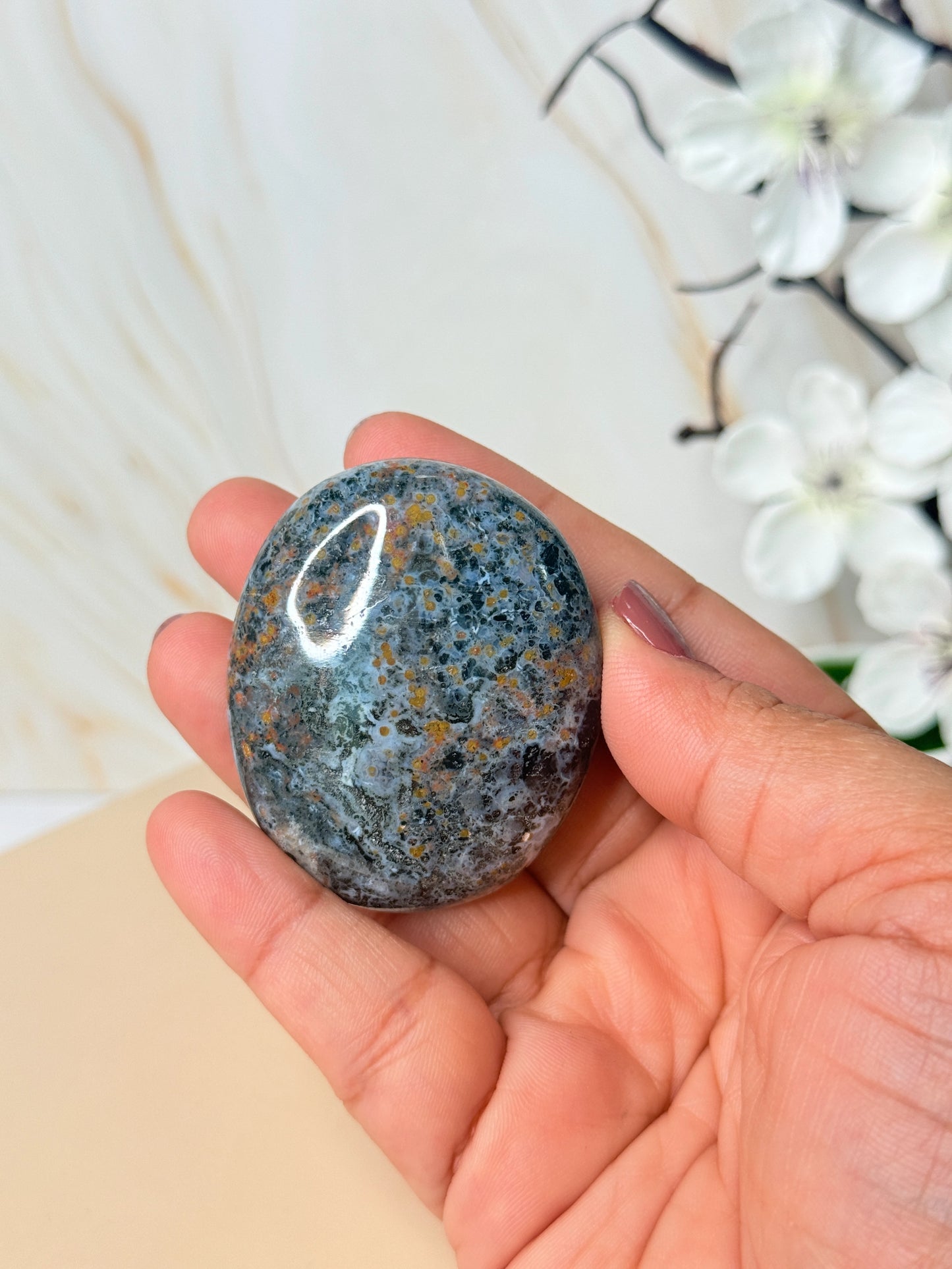 Ocean Jasper Palm Stone | Joyful Grounding Crystal | Madagascar