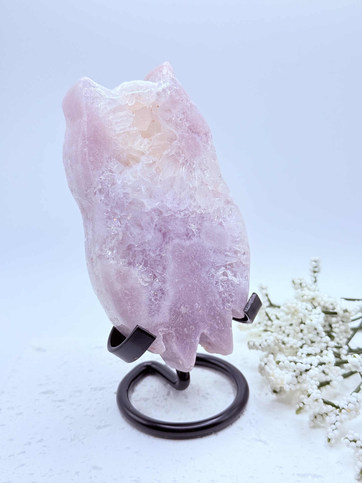 Amethyst Druzy Owl Carving
