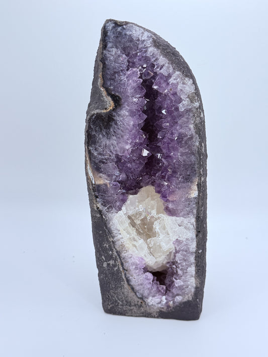 Amethyst Geode with Calcite | UV Reactive Crystal