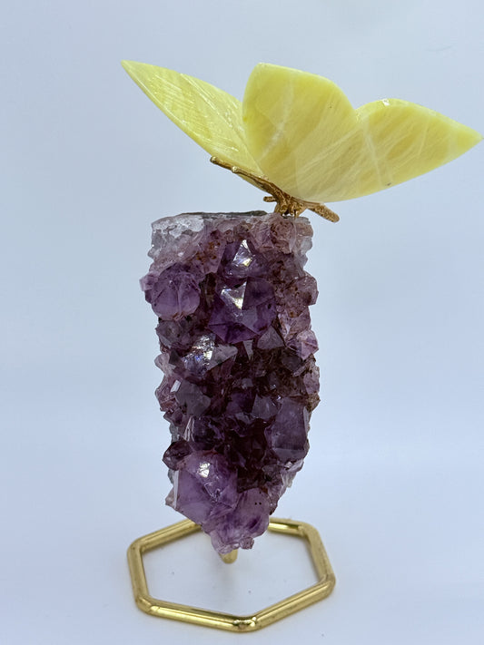 Amethyst Freeform with Butterfly | Crystal Symbol of Transformation & Peace | Natural Healing Stone Decor Gift