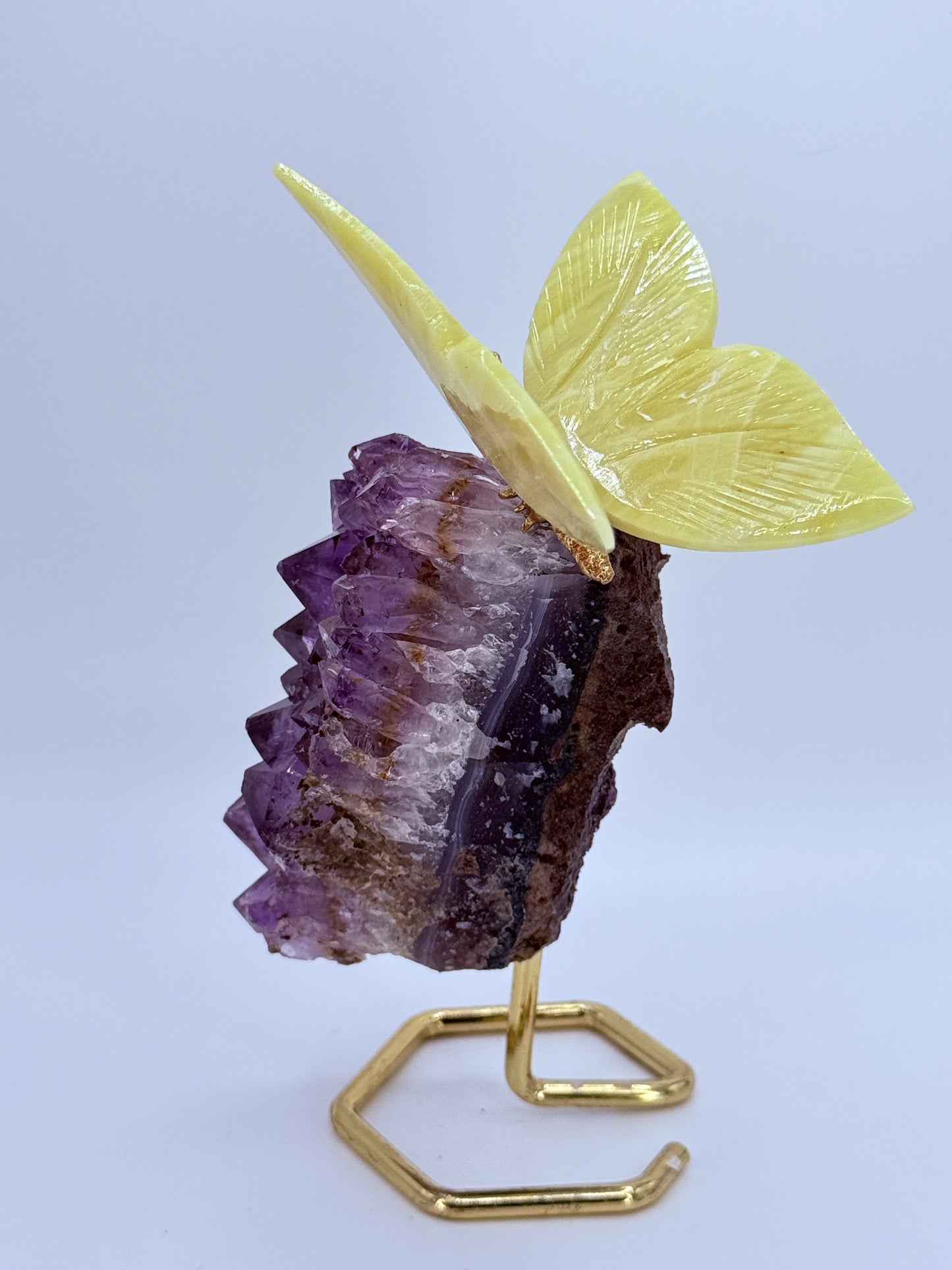 Amethyst Freeform with Butterfly | Crystal Symbol of Transformation & Peace | Natural Healing Stone Decor Gift