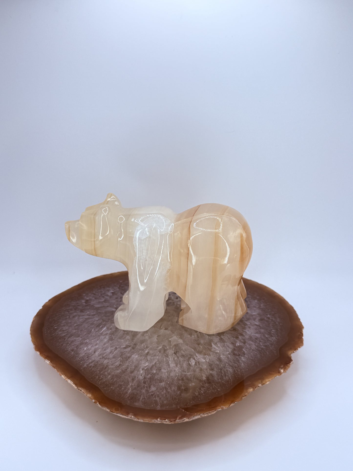 Banded Onyx Bear Carving | Natural Stone Totem for Strength, Protection & Balance