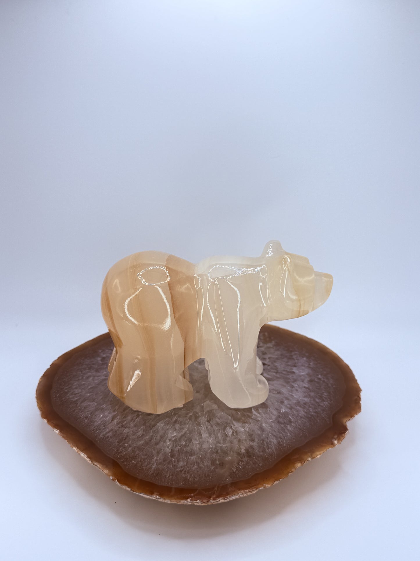 Banded Onyx Bear Carving | Natural Stone Totem for Strength, Protection & Balance